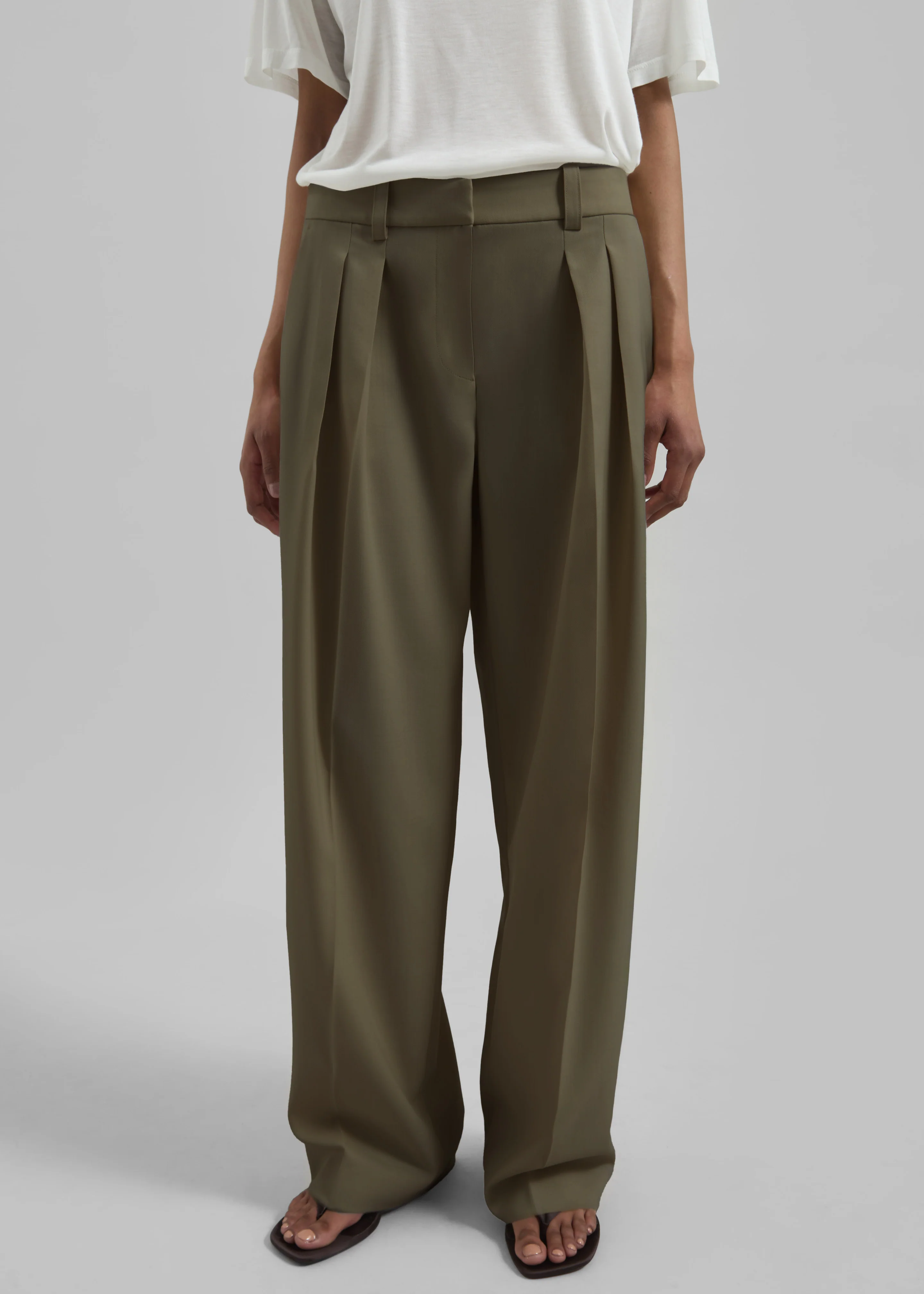 Daytona Pleated Trousers - Khaki - Image 2