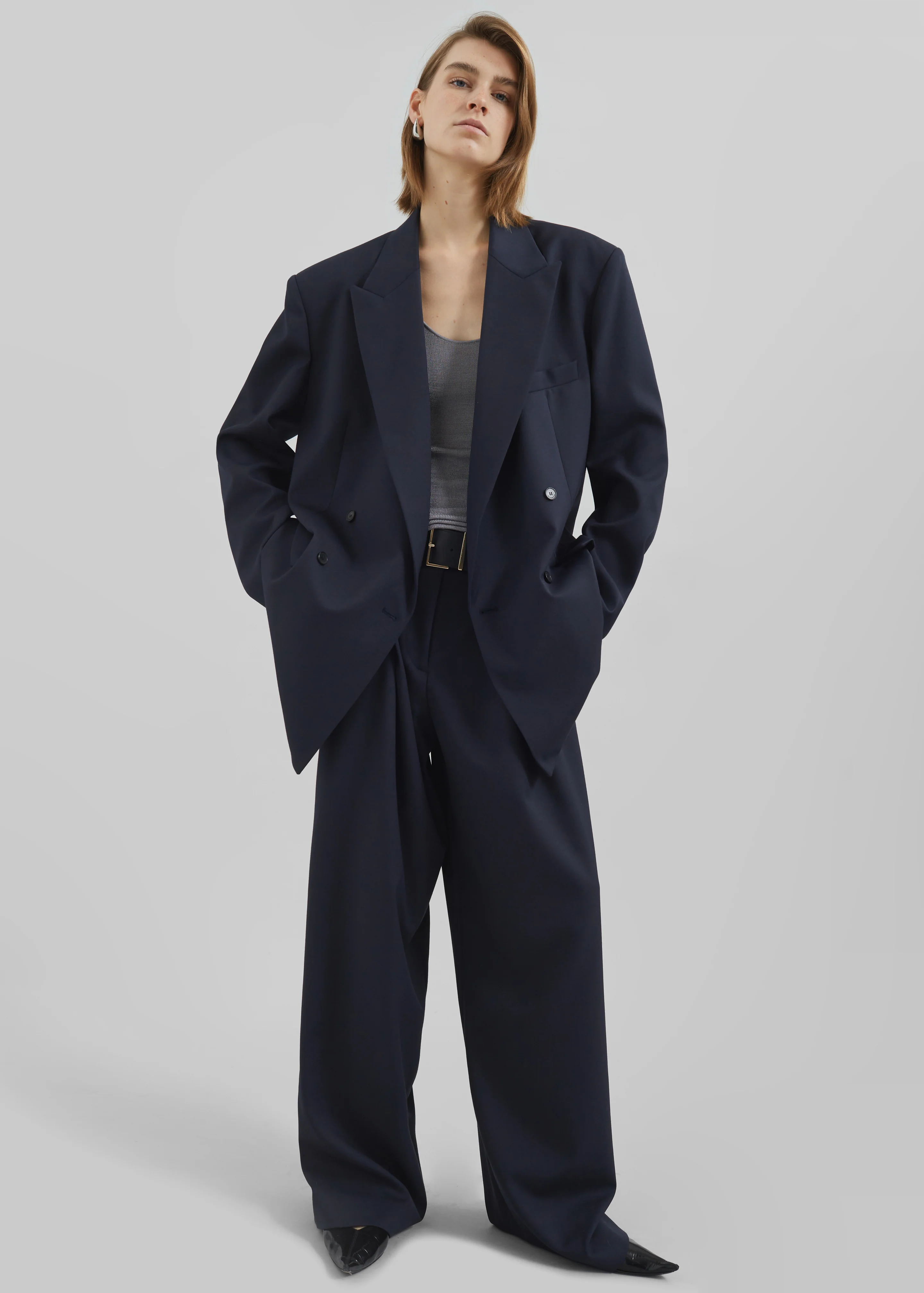 Daytona Pleated Trousers - Navy - Image 2