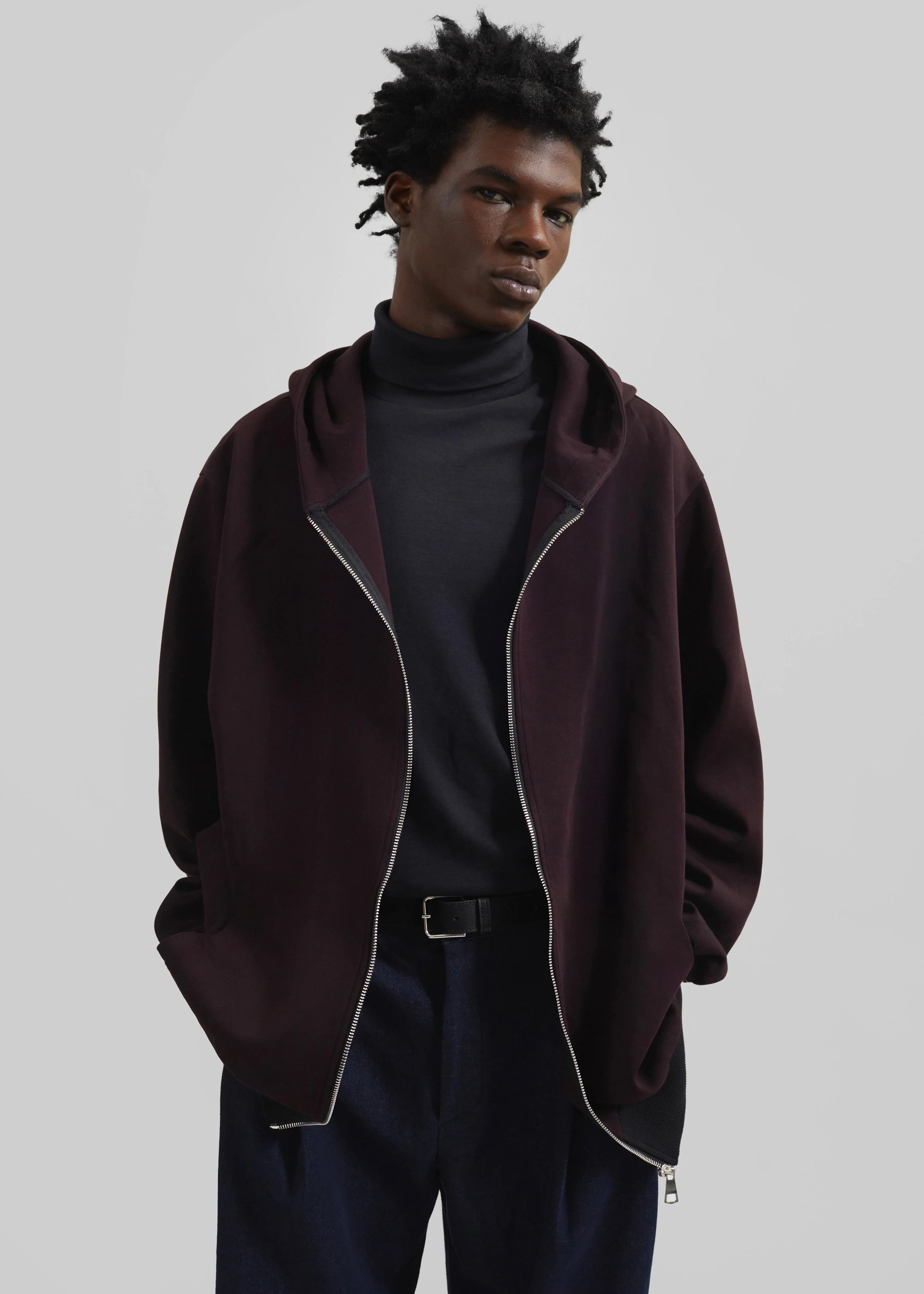 Decker Zip-Up Hoodie - Dark Plum - Image 3