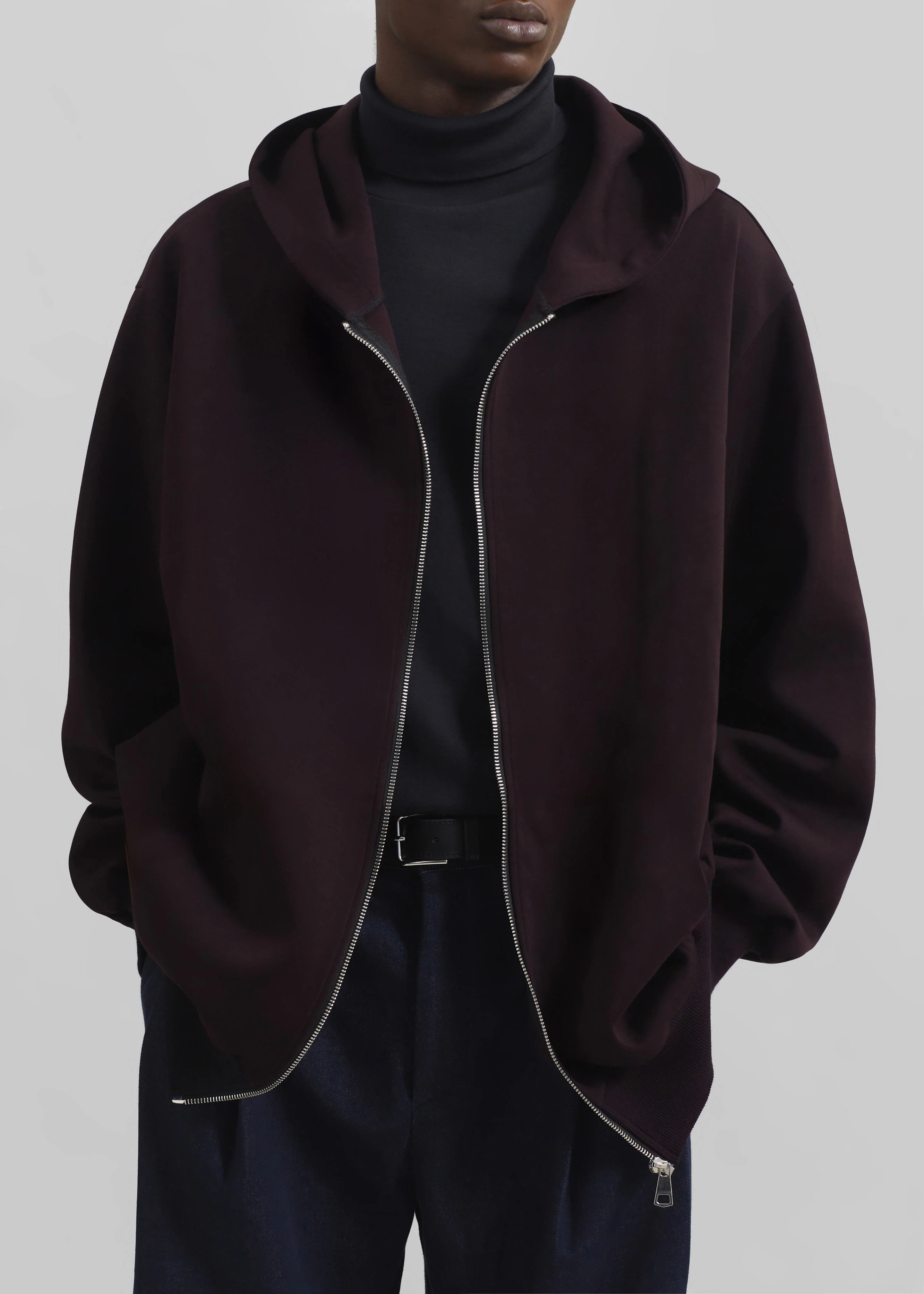 Decker Zip-Up Hoodie - Dark Plum - Image 5