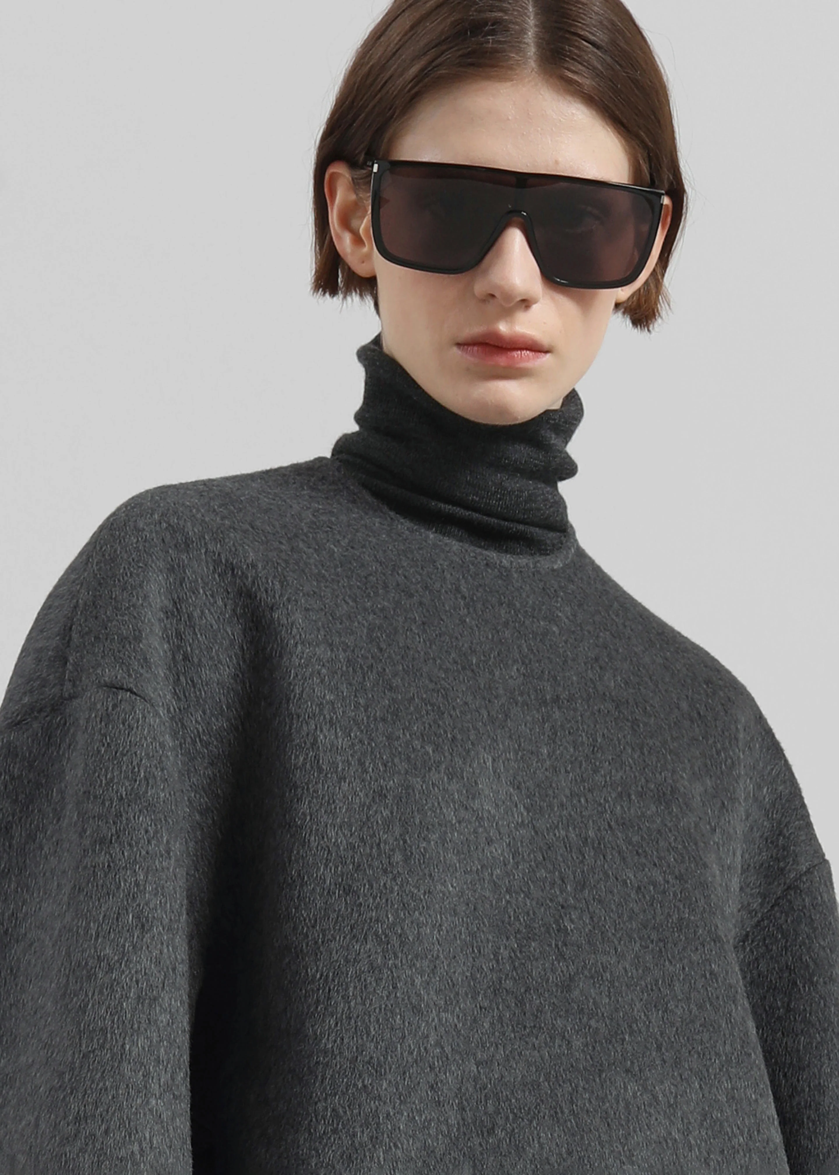 Delancey Long Sleeve Wool Top - Dark Grey Melange - Image 8