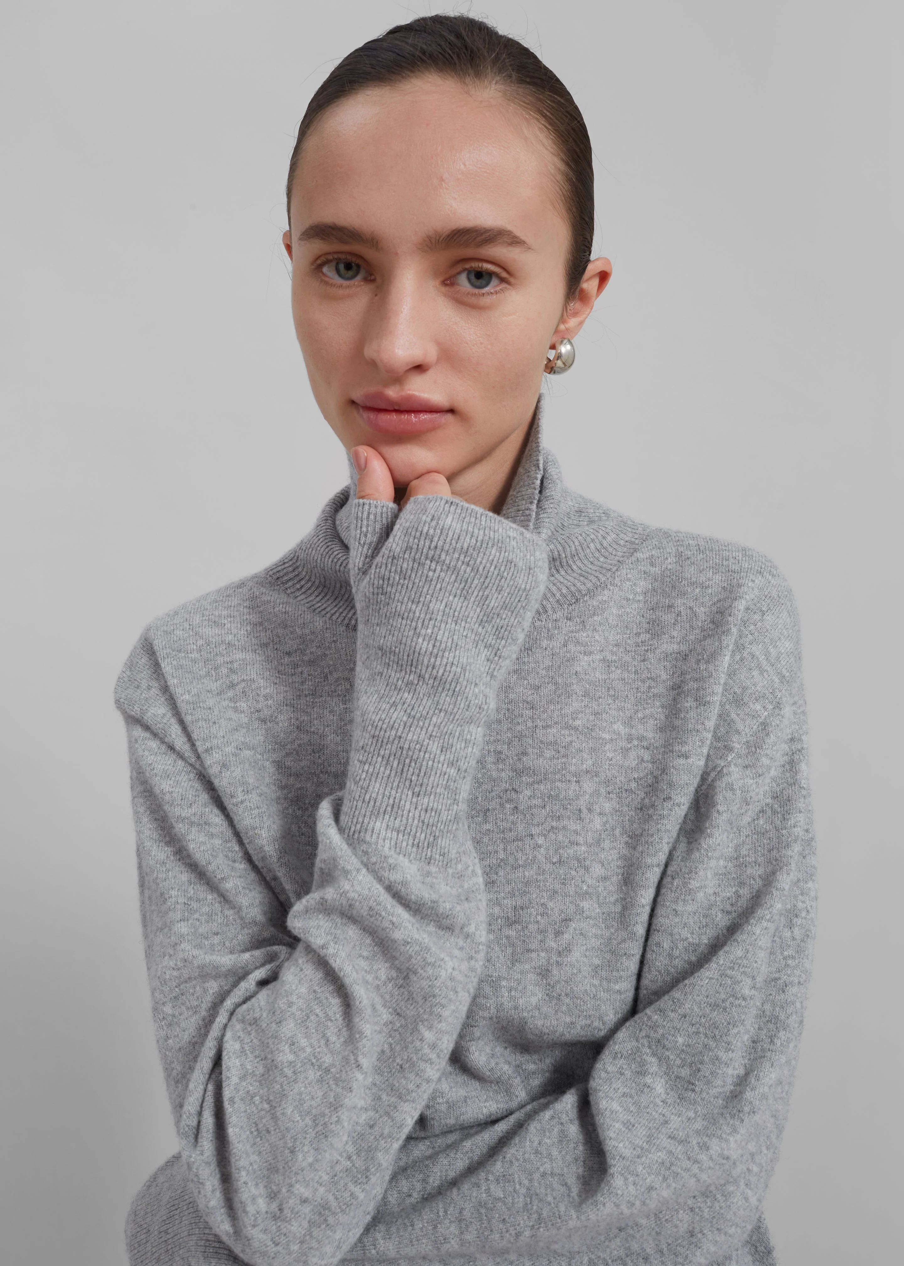 Delia Wool Turtleneck - Grey - Image 3