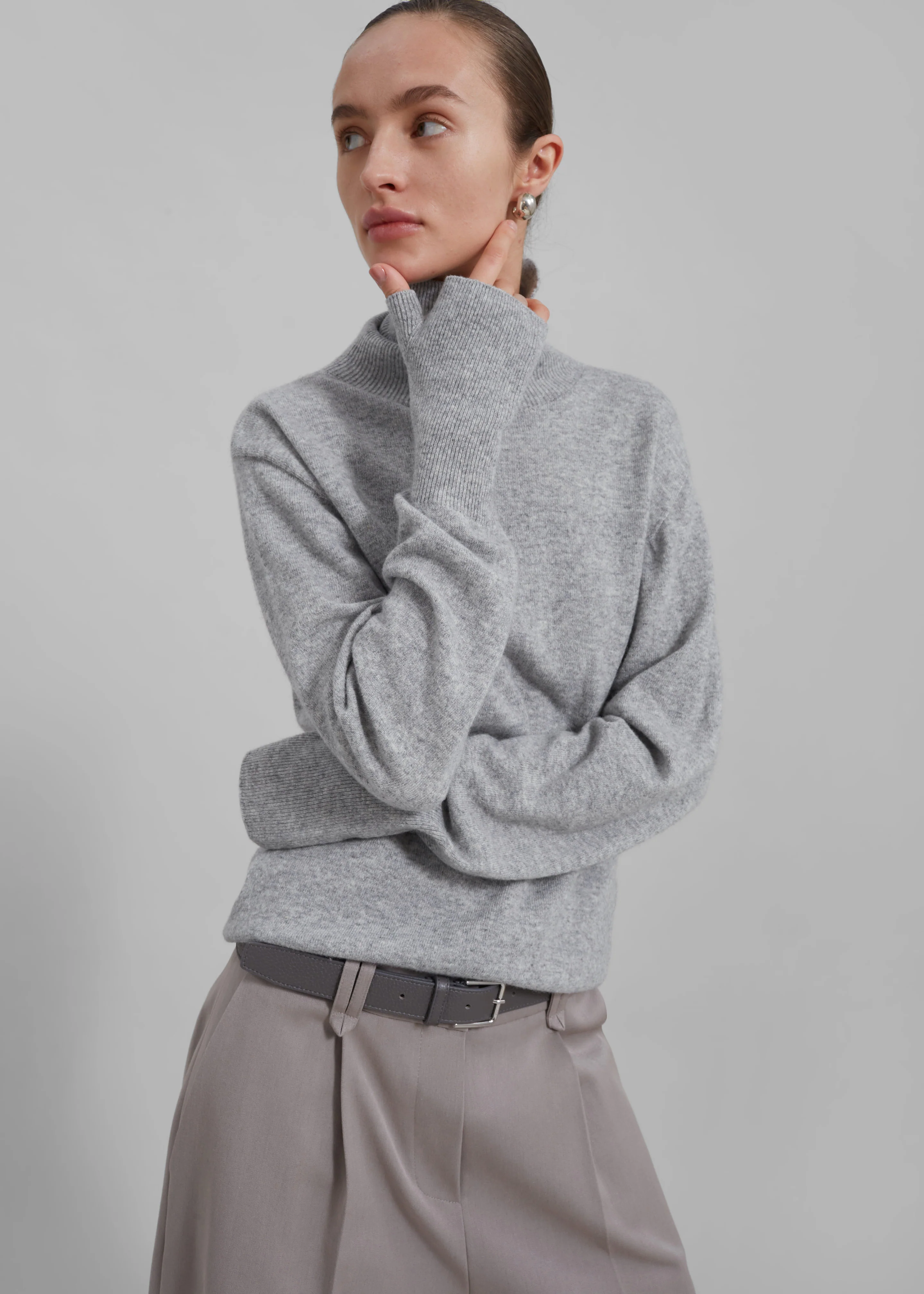 Delia Wool Turtleneck - Grey - Image 4