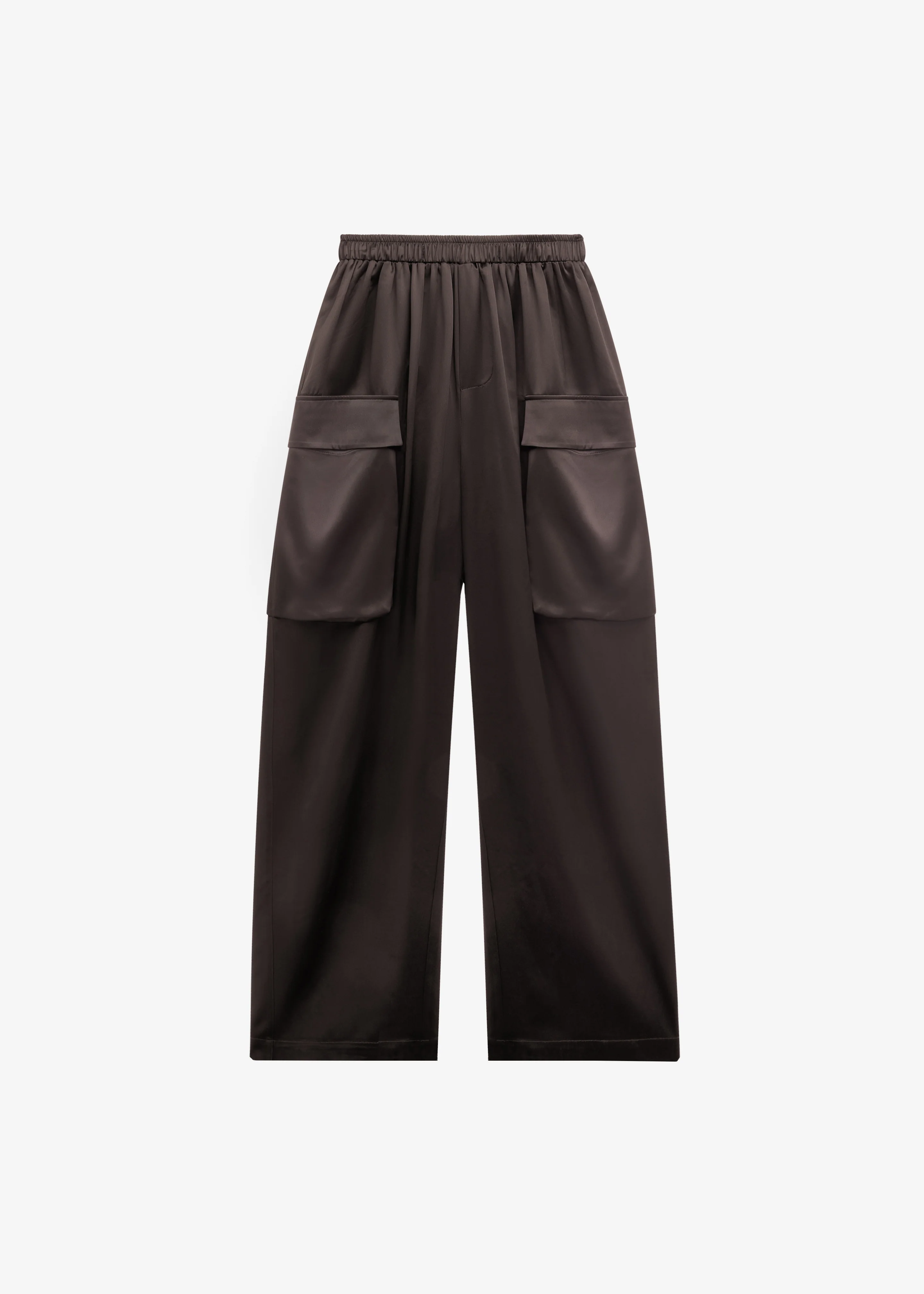 Delny Satin Cargo Pants - Dark Brown - Image 6