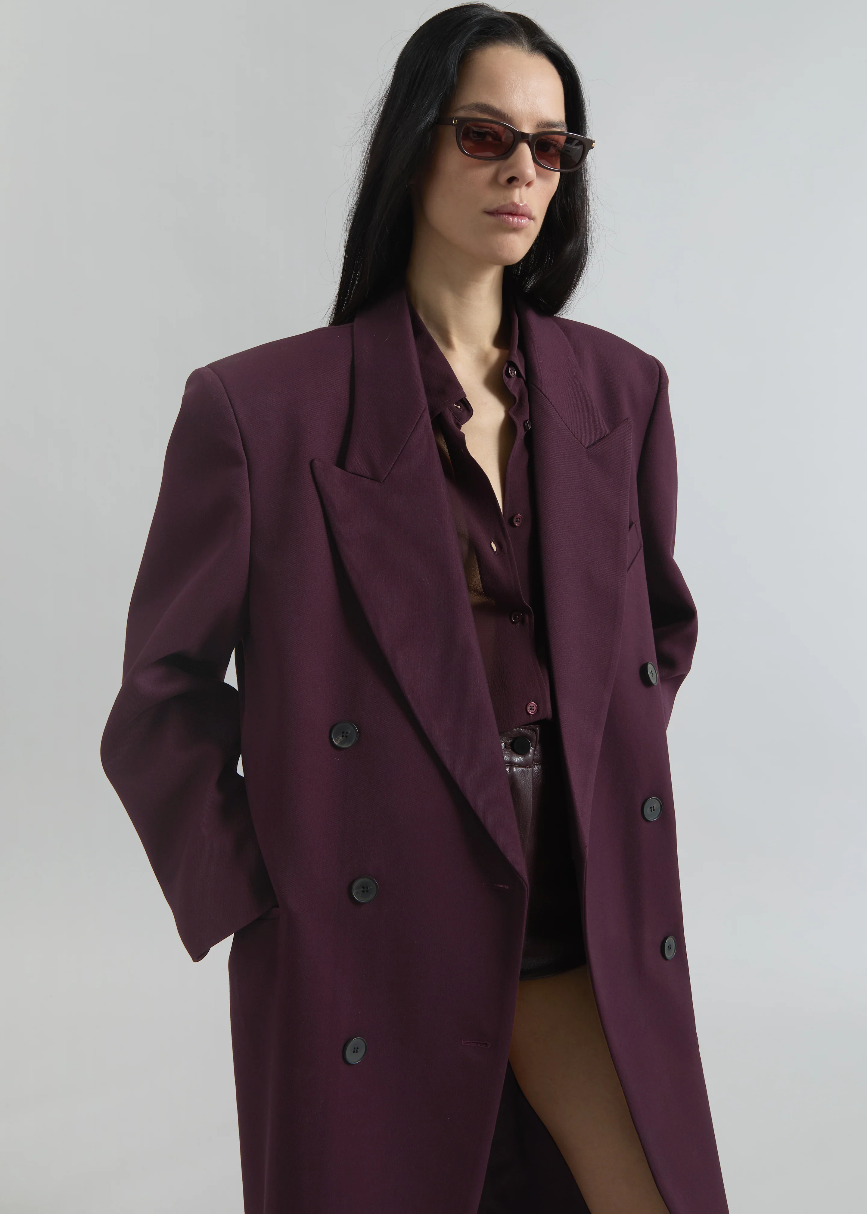 Delphina Long Coat - Burgundy - Image 2