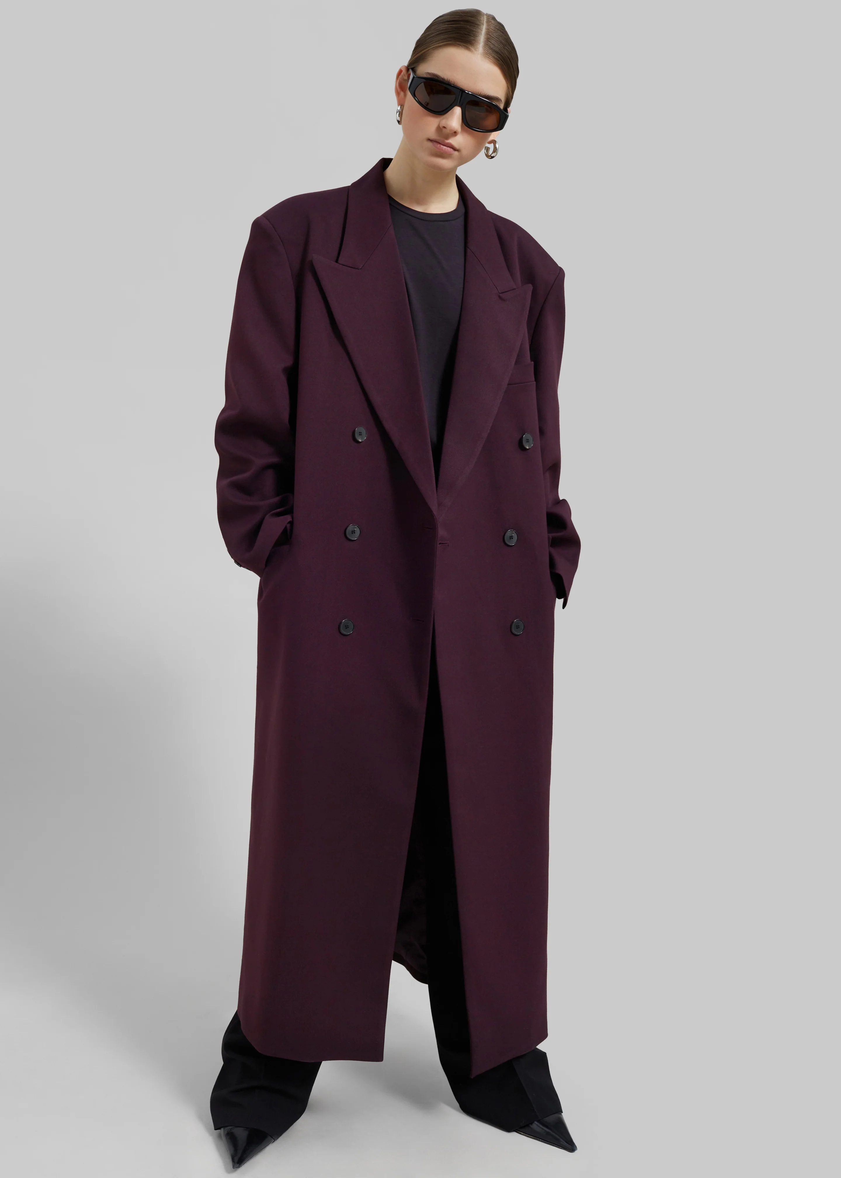 Delphina Long Coat - Burgundy - Image 3
