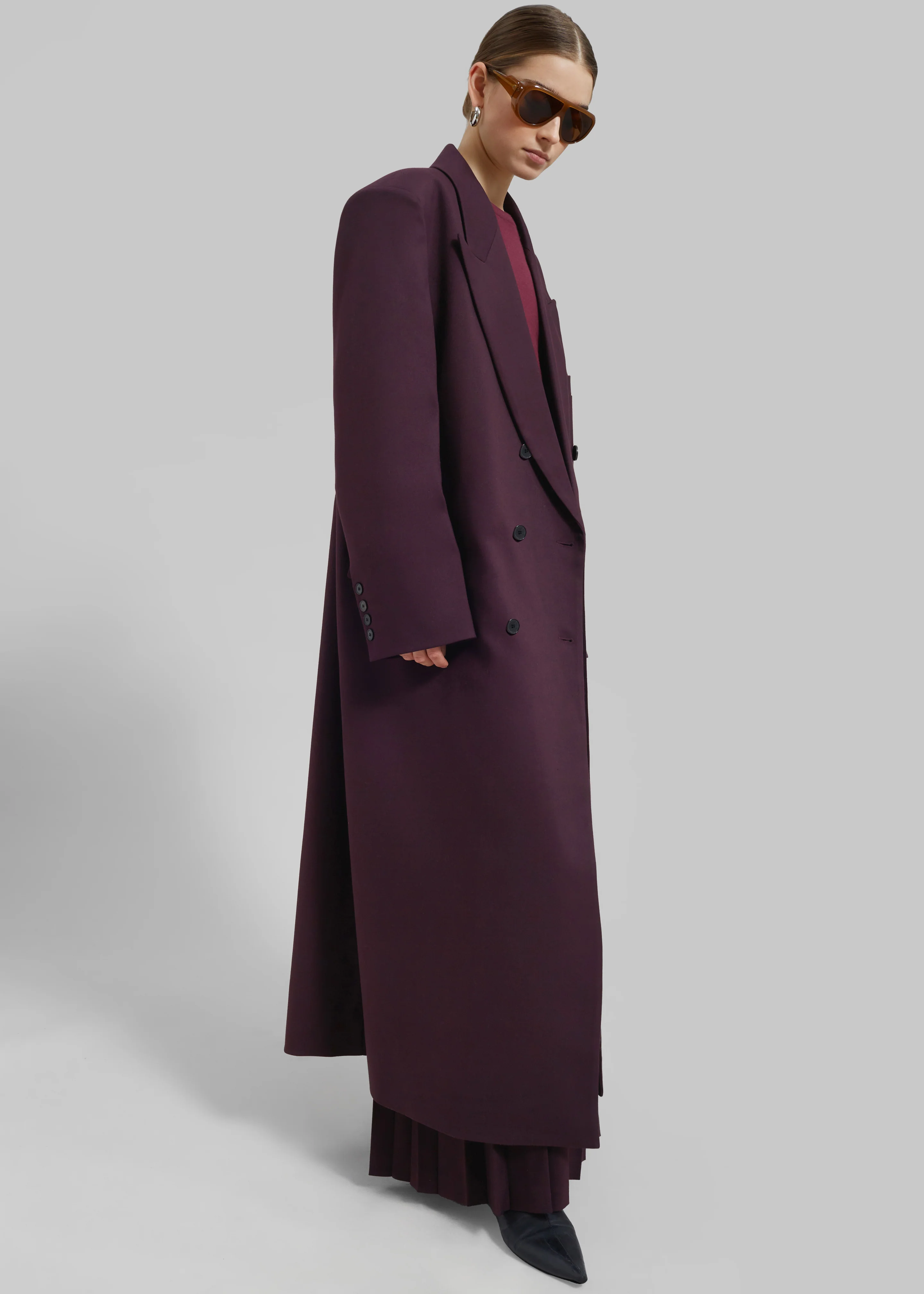 Delphina Long Coat - Burgundy - Image 6