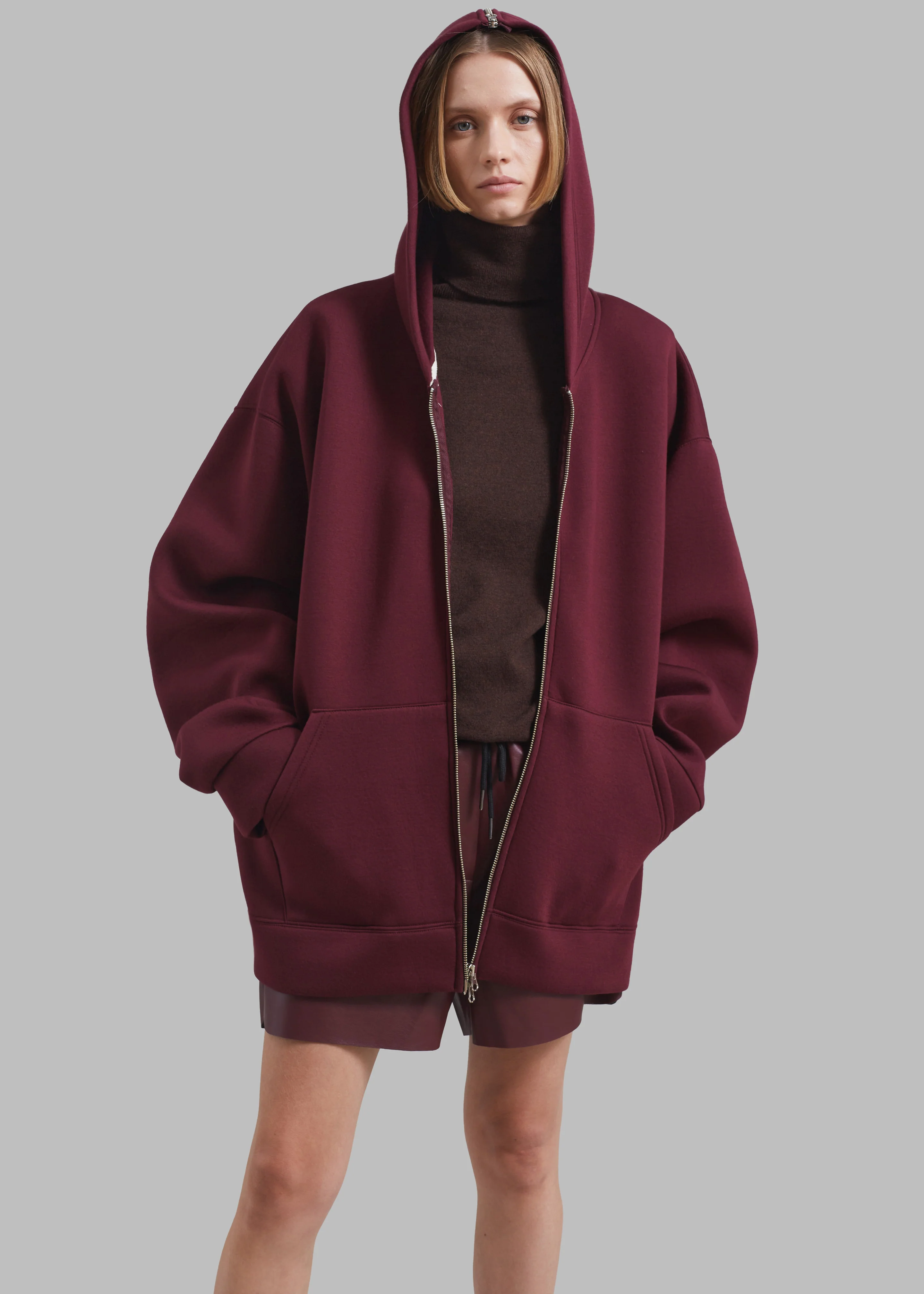 Denton Oversized Hoodie - Burgundy - Image 5