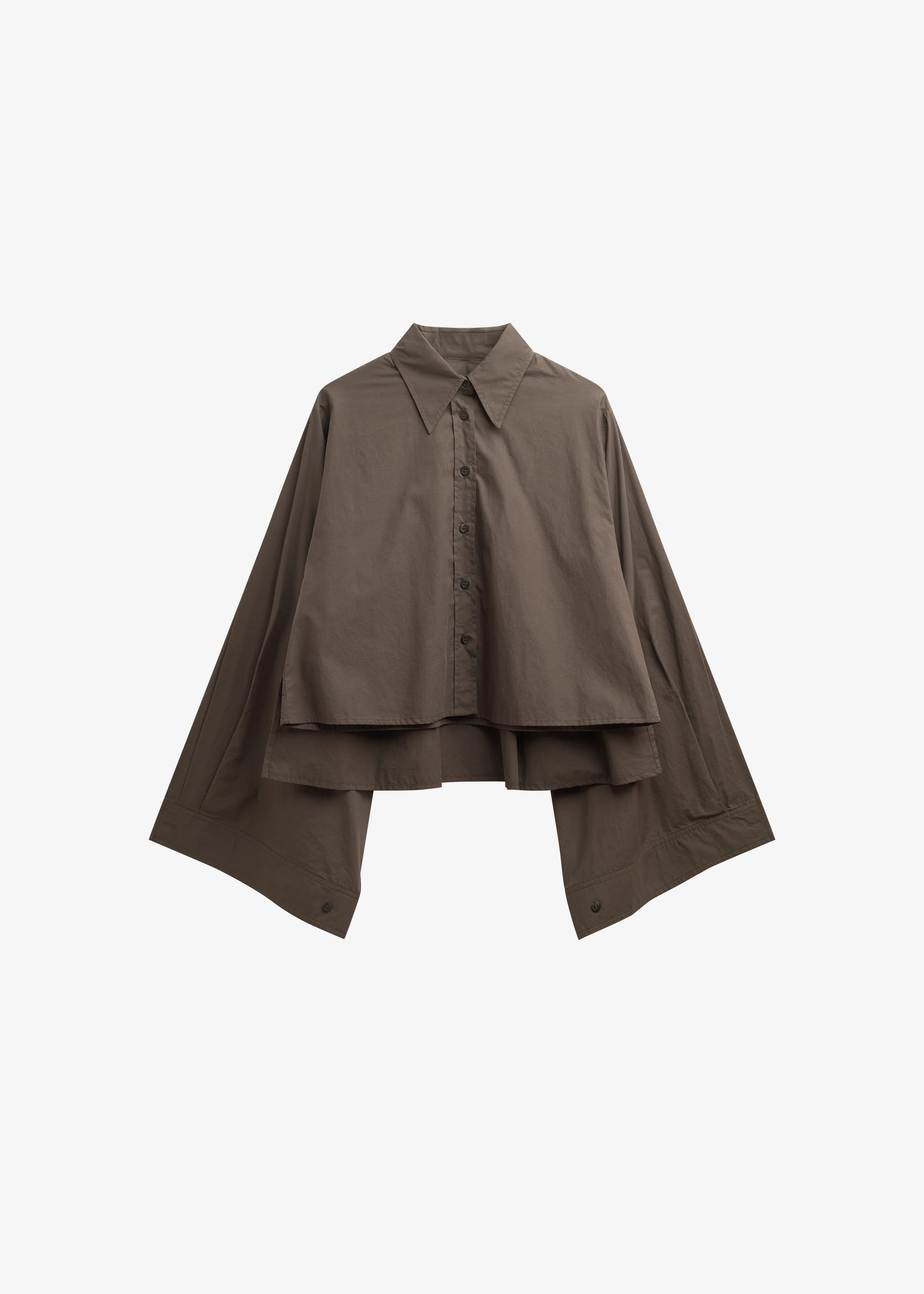 Dharoi Adjustable Sleeve Layered Shirt - Brown - Image 9