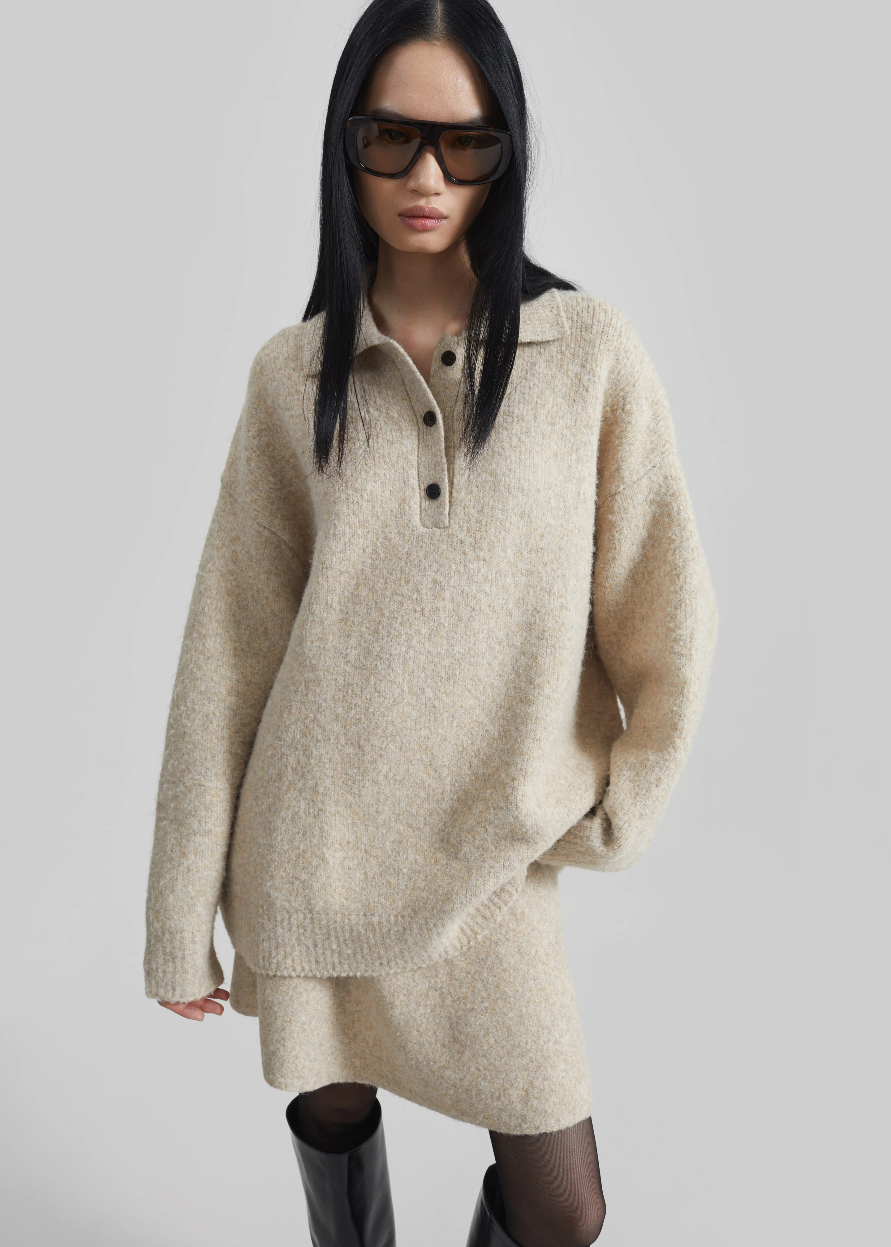 Dienne Polo Sweater - Beige - Image 2