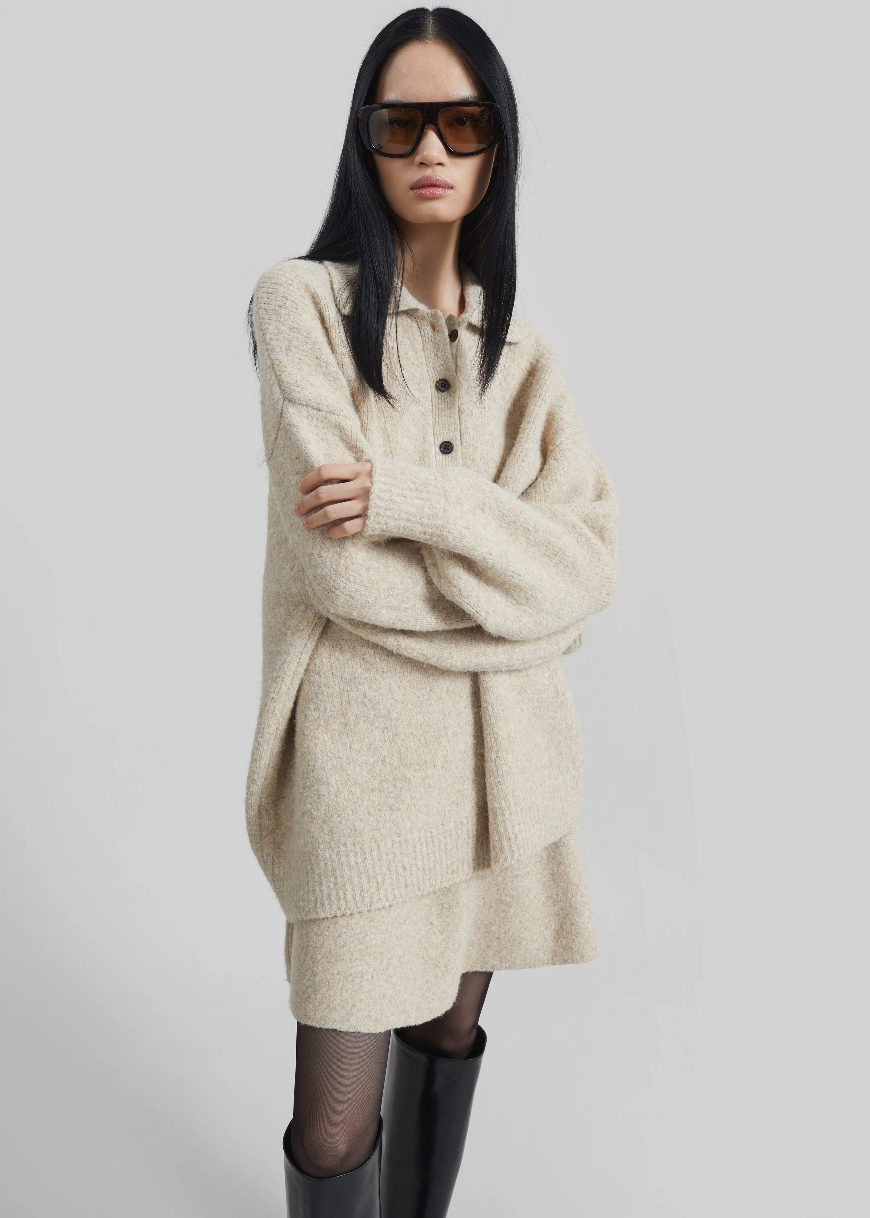 Dienne Polo Sweater - Beige - Image 6