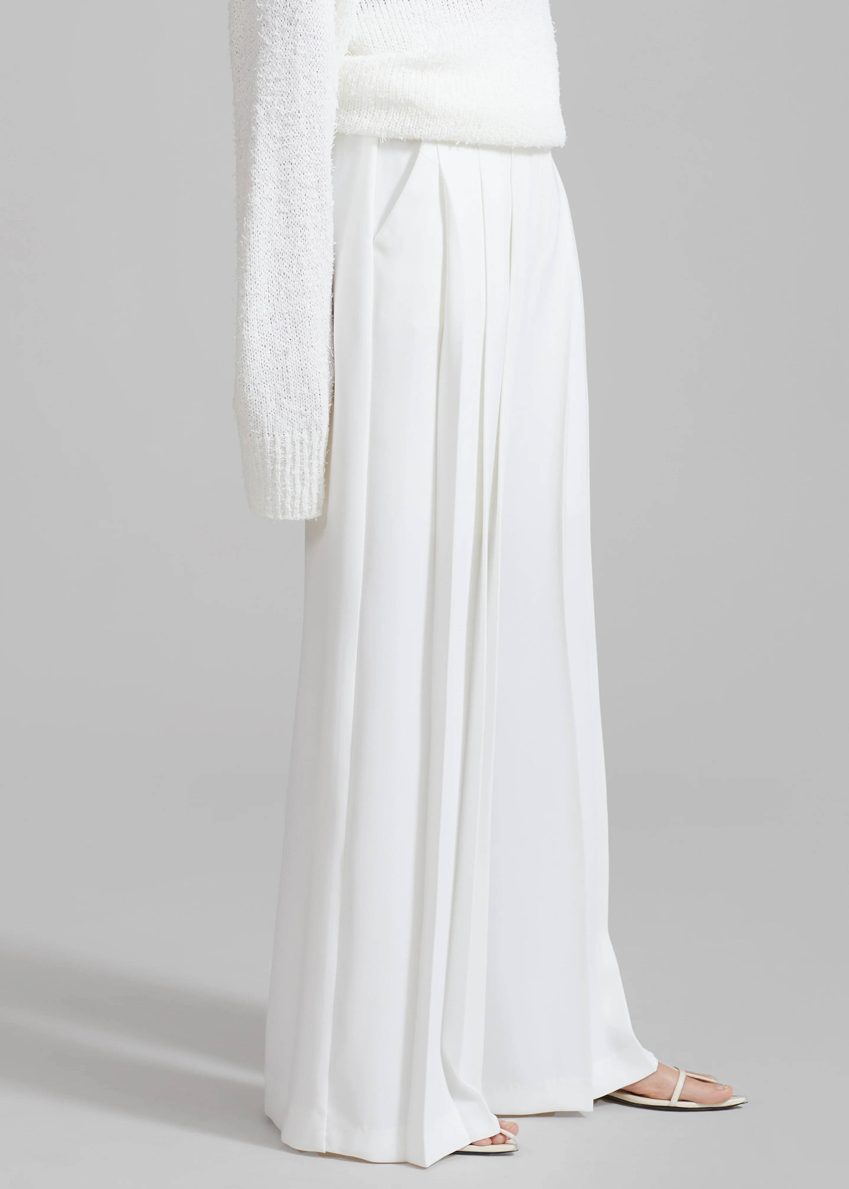 Dillon Pleated Pants - White - Image 3