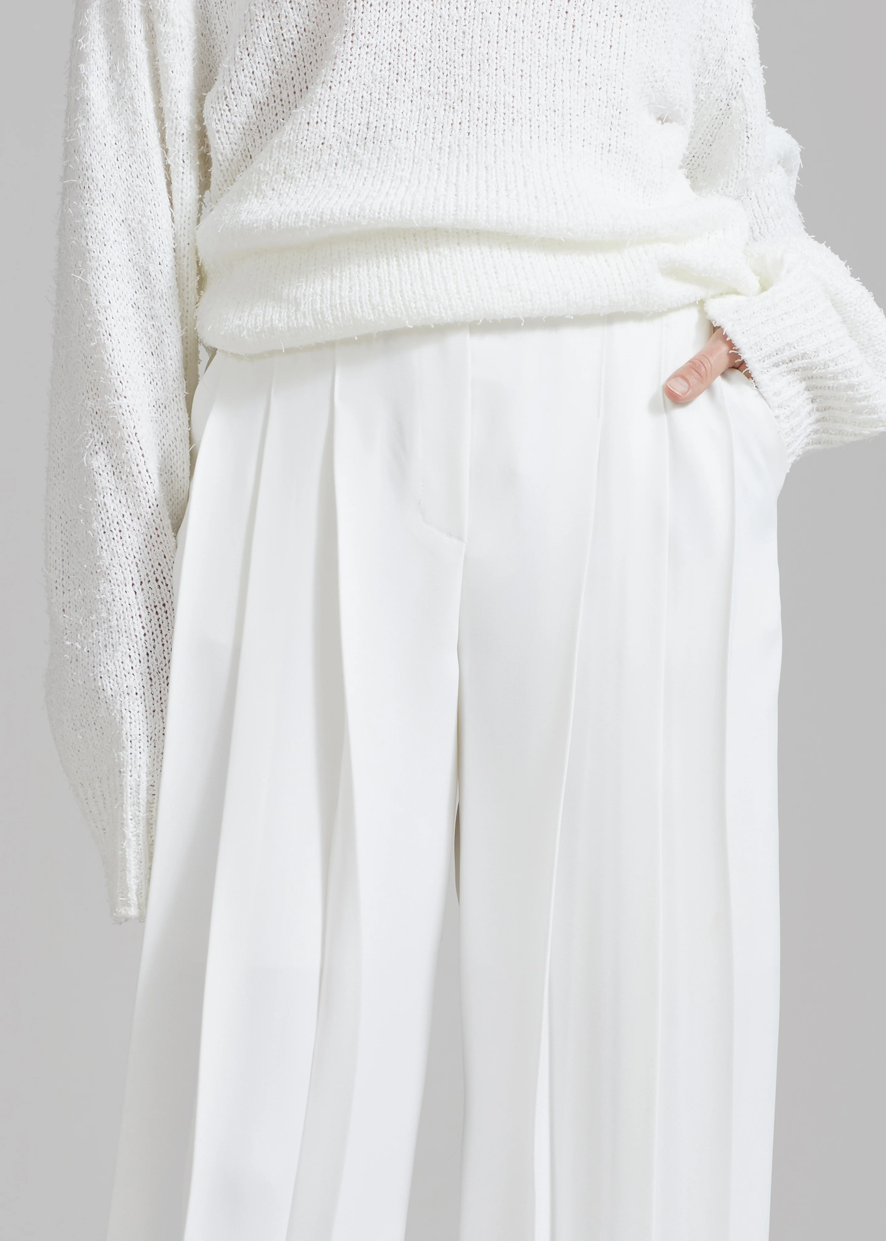 Dillon Pleated Pants - White - Image 4