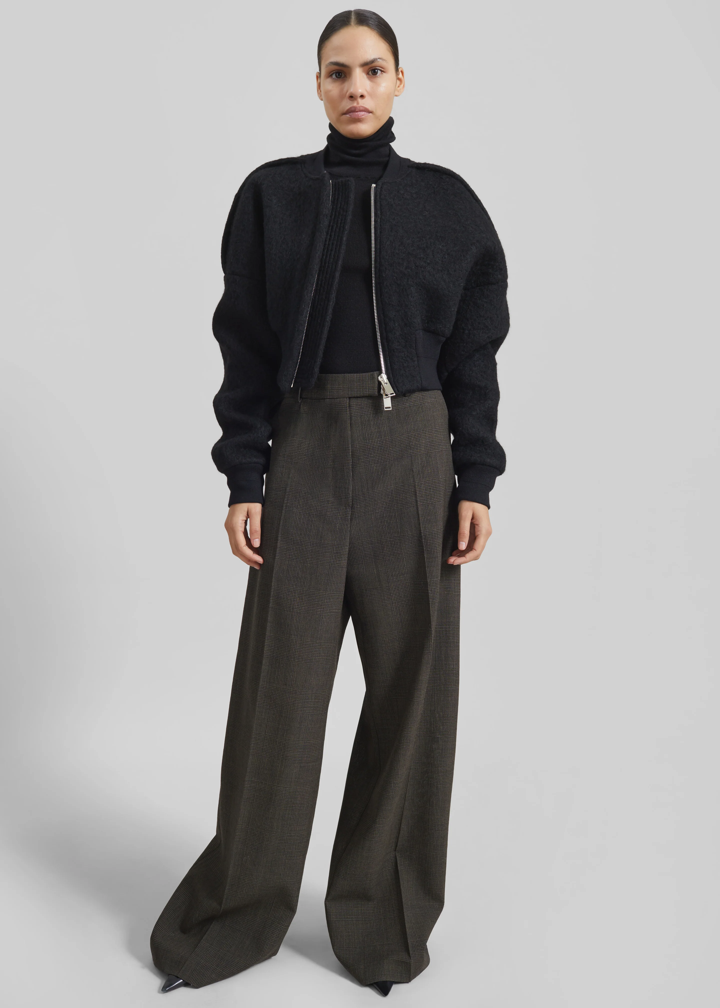 Dimaro Wool Cropped Bomber Jacket - Black - Image 5
