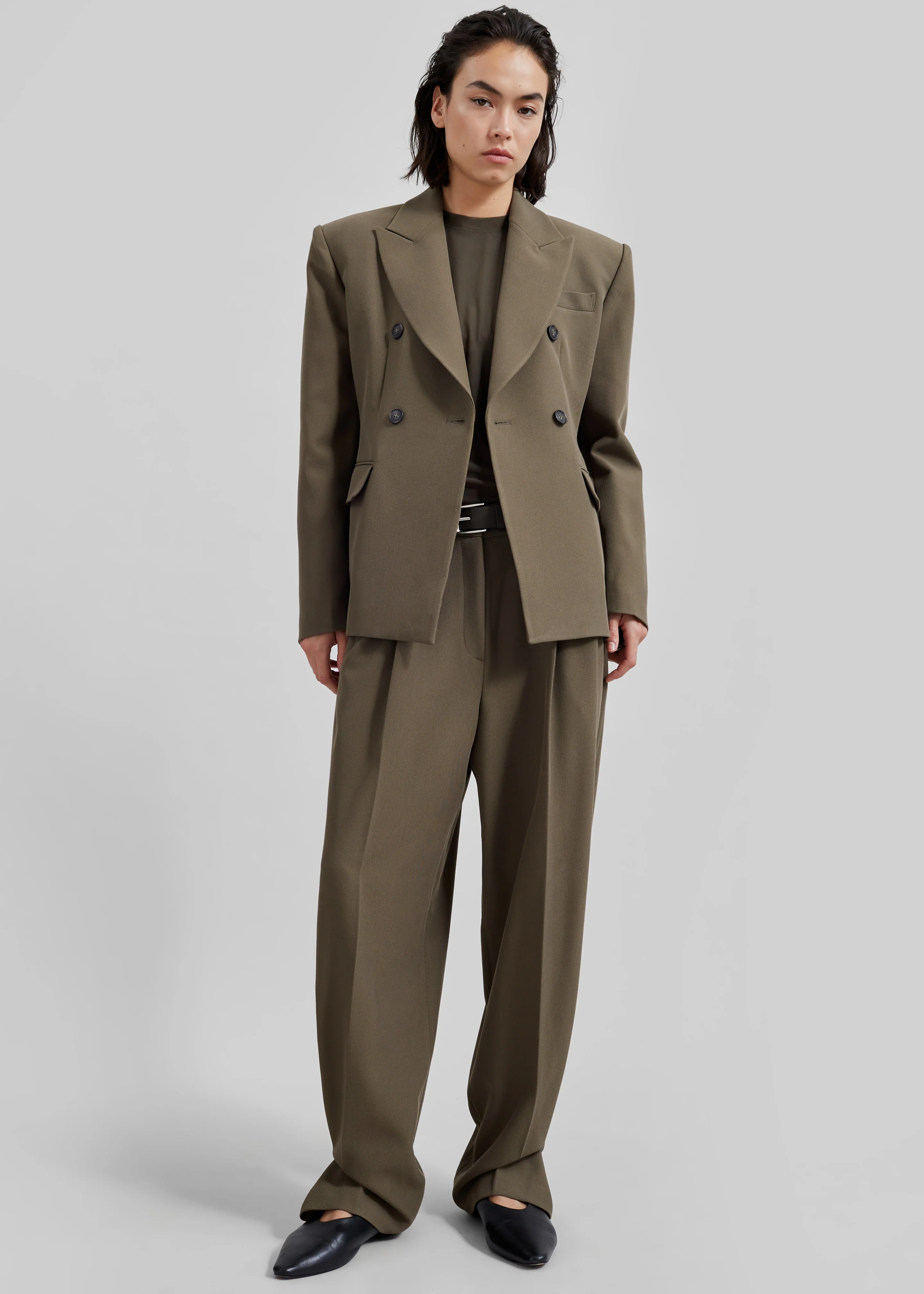 Dina Double Breasted Blazer - Khaki - Image 3