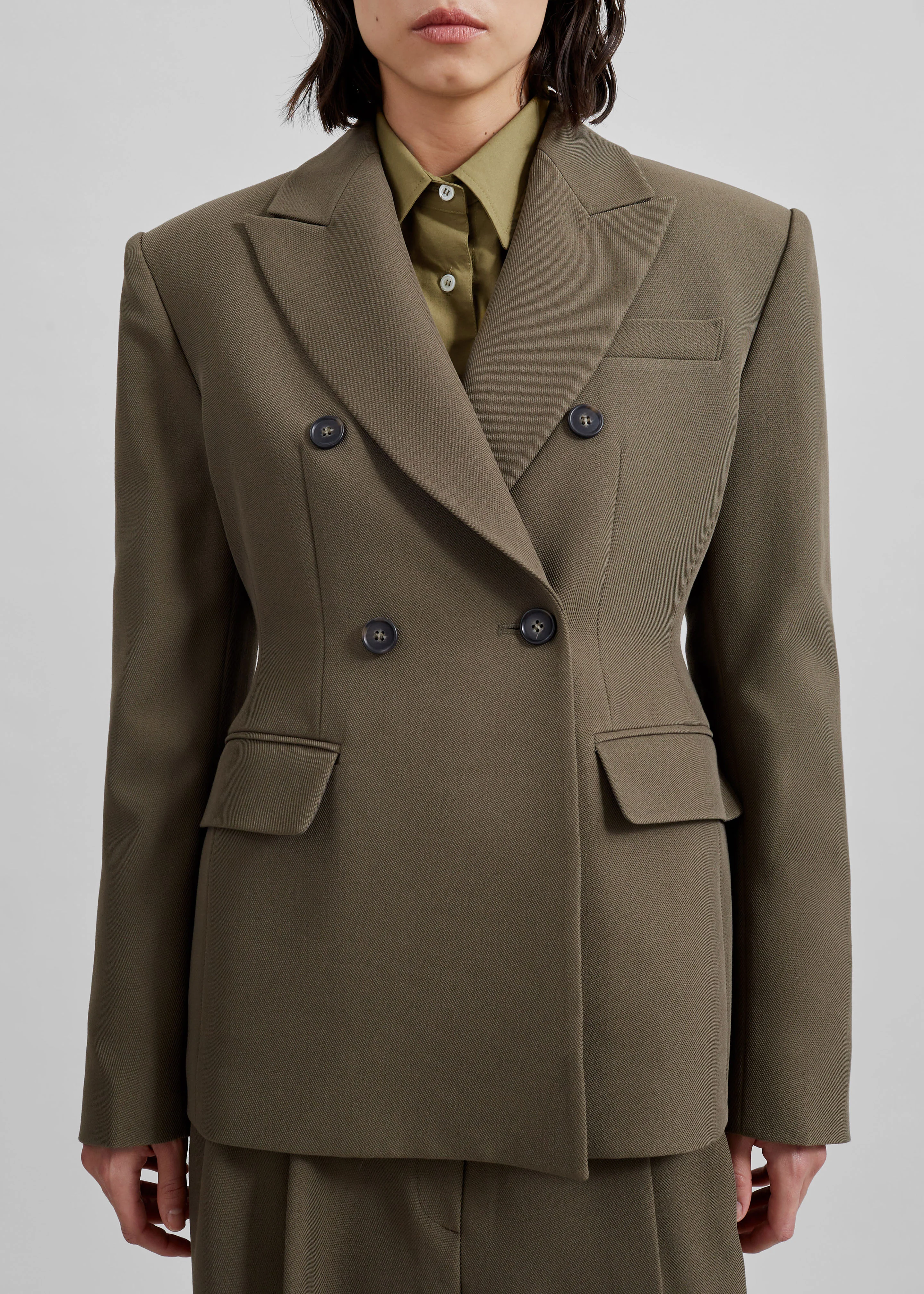 Dina Double Breasted Blazer - Khaki - Image 6