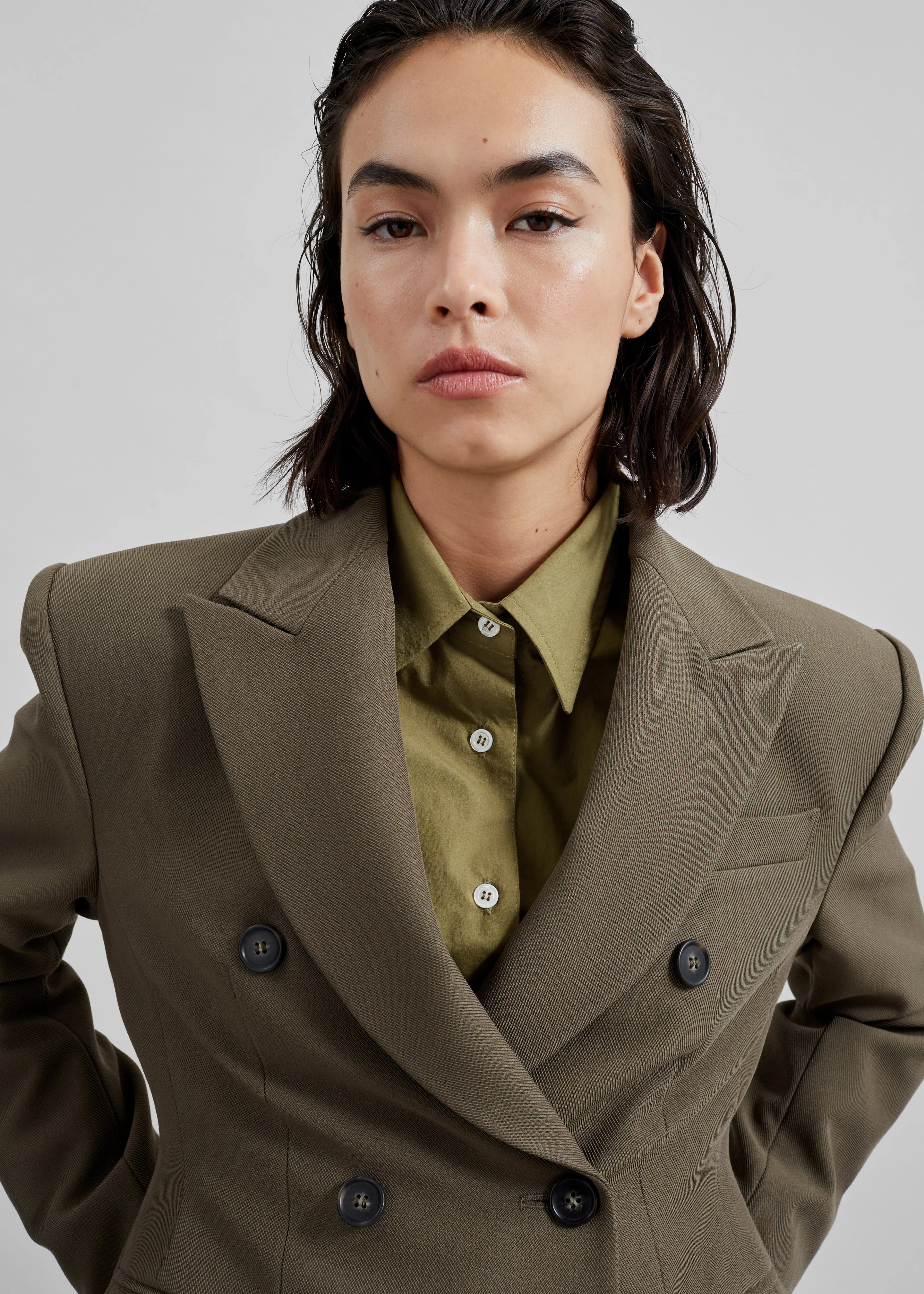 Dina Double Breasted Blazer - Khaki - Image 8