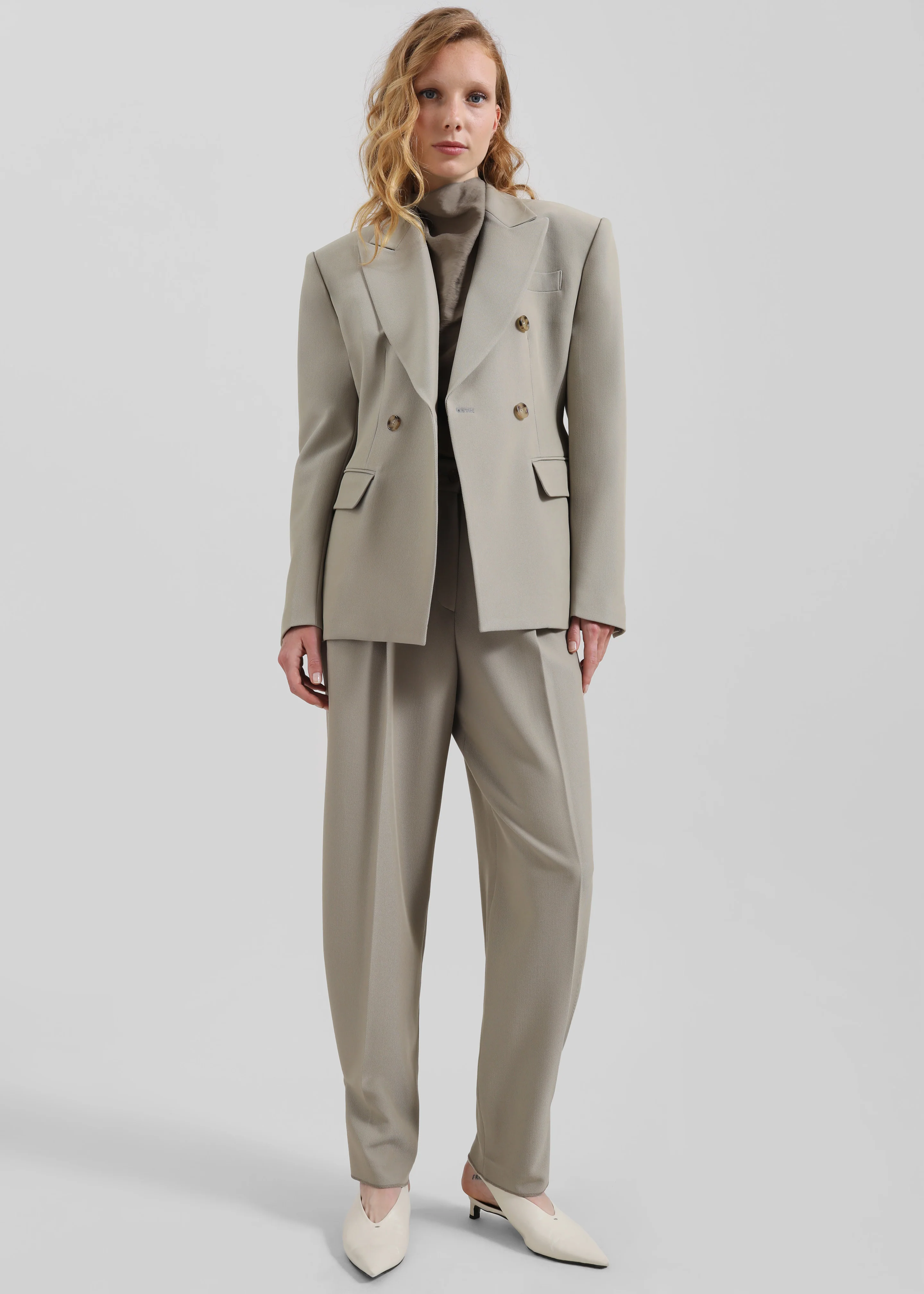 Dina Double Breasted Blazer - Light Taupe - Image 2