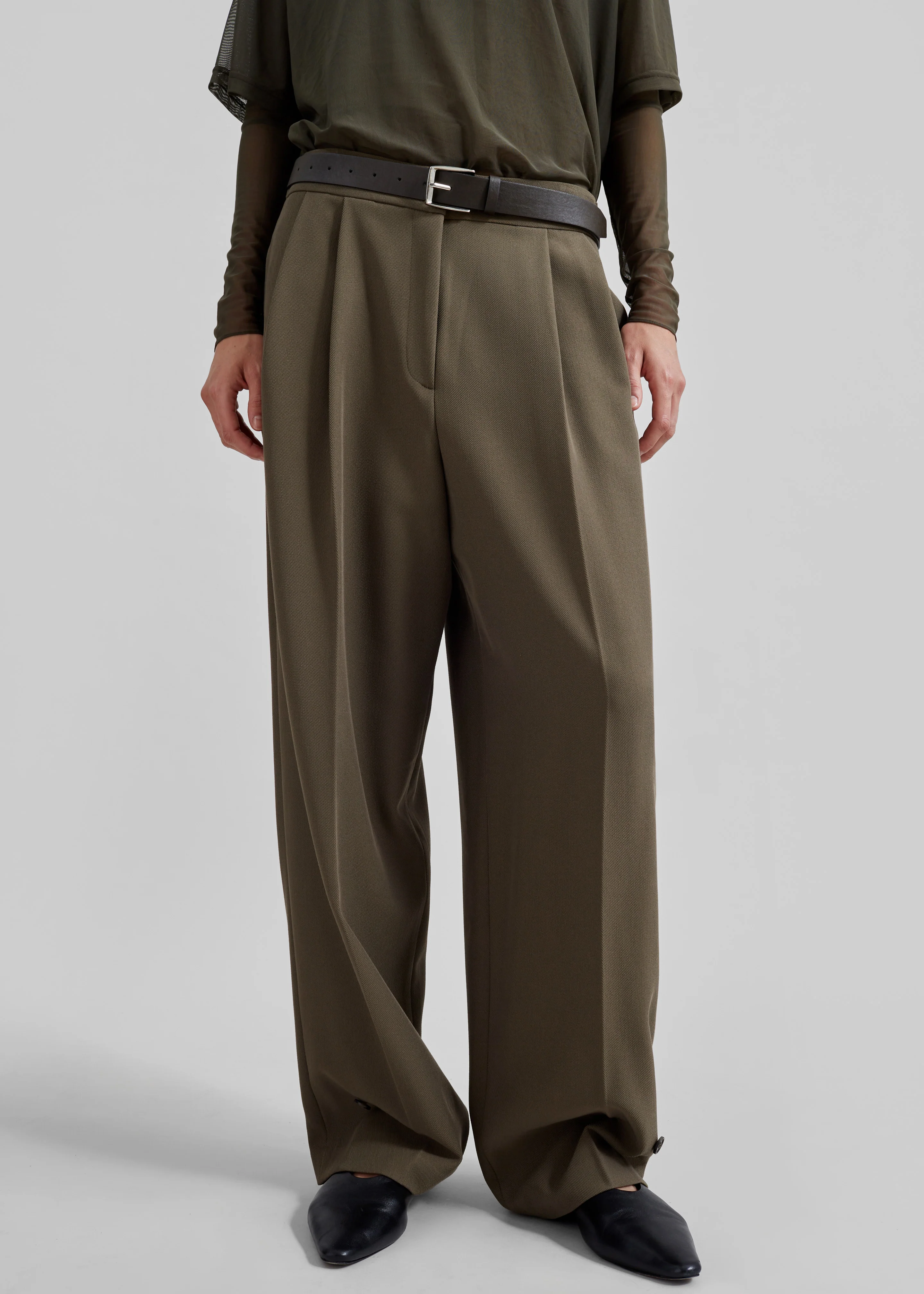 Dina Pleated Trousers - Khaki - Image 5