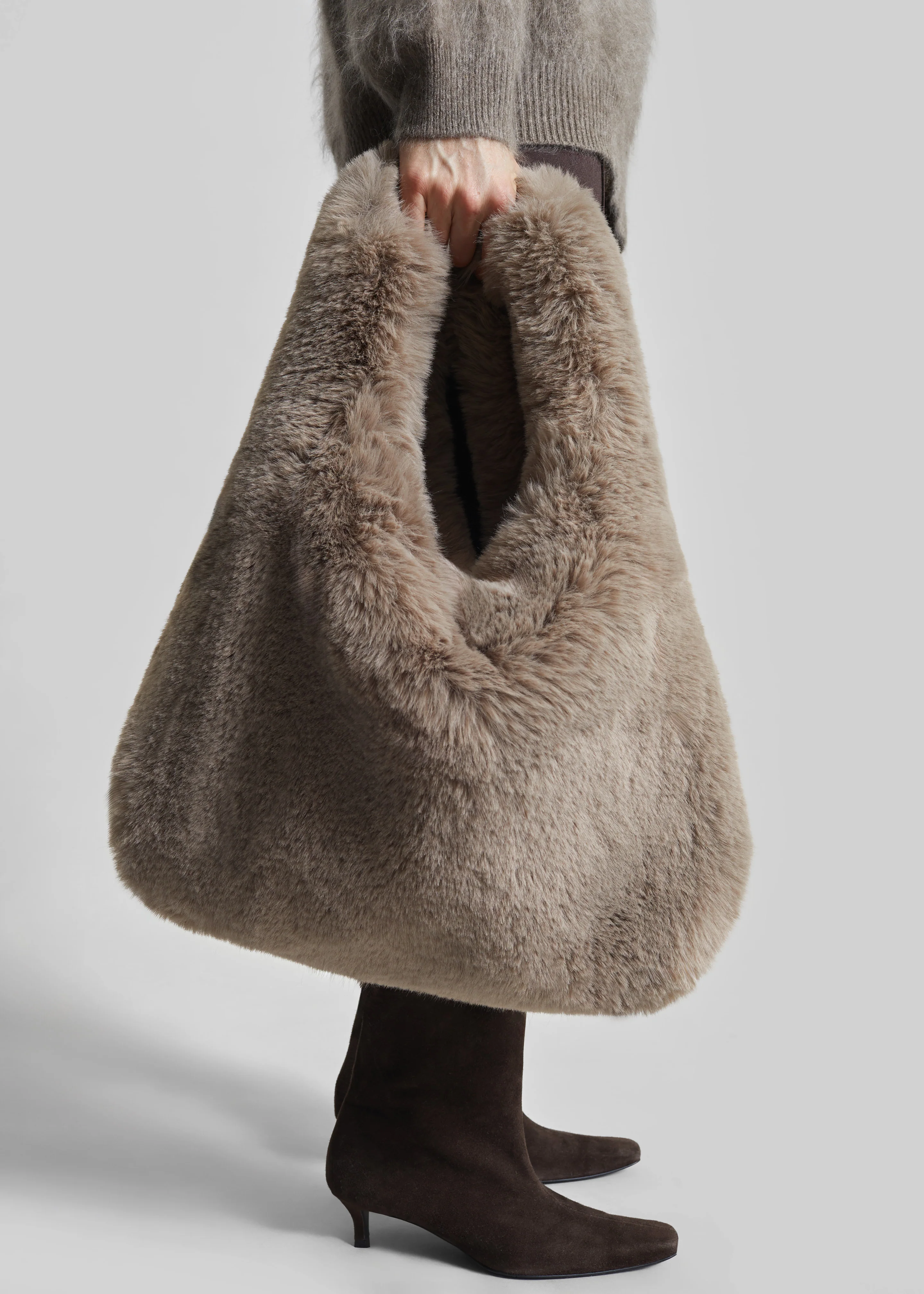 Dolomia Faux Fur Bag - Light Taupe - Image 3