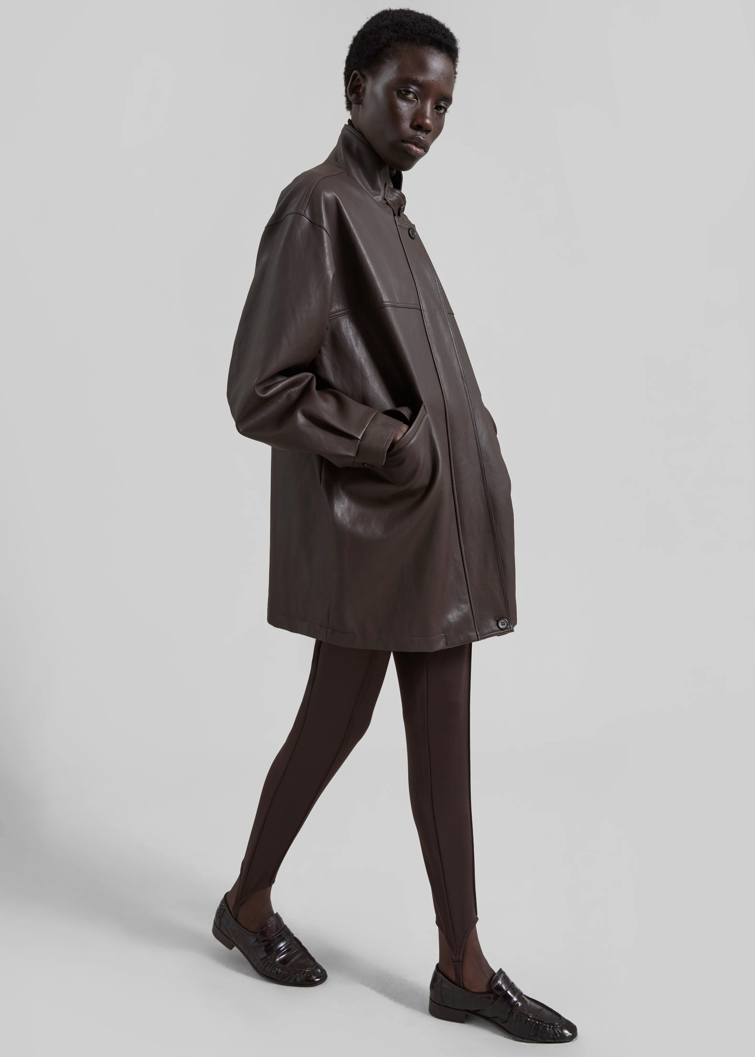 Douvrin Faux Leather Jacket - Brown - Image 2