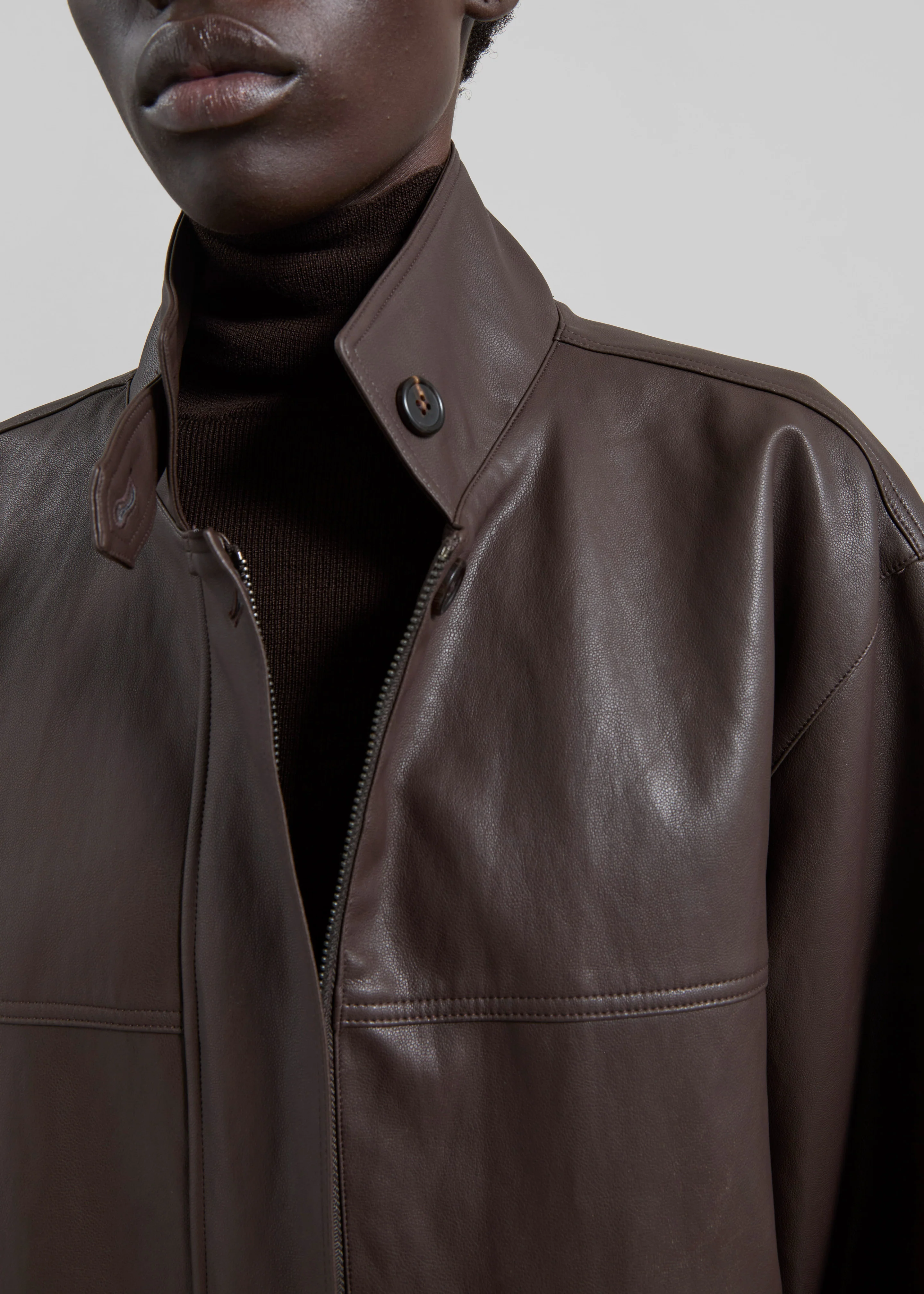 Douvrin Faux Leather Jacket - Brown - Image 3