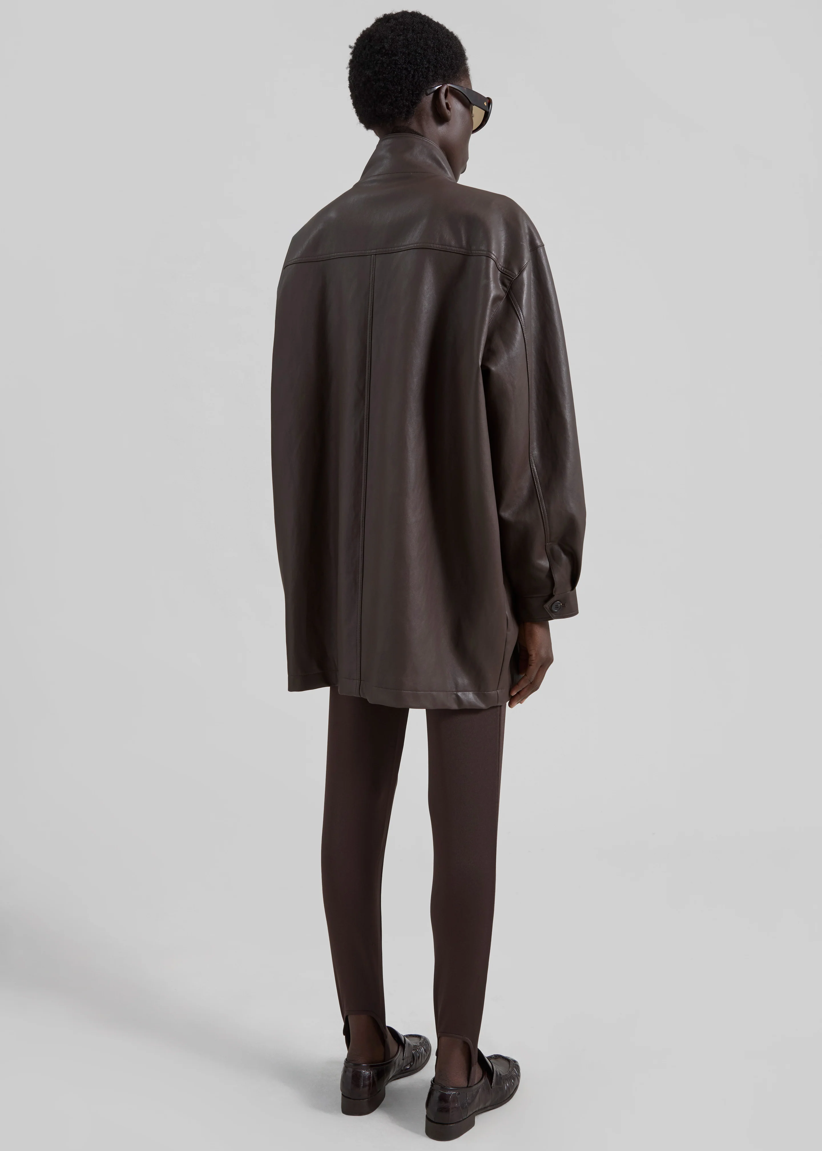 Douvrin Faux Leather Jacket - Brown - Image 7