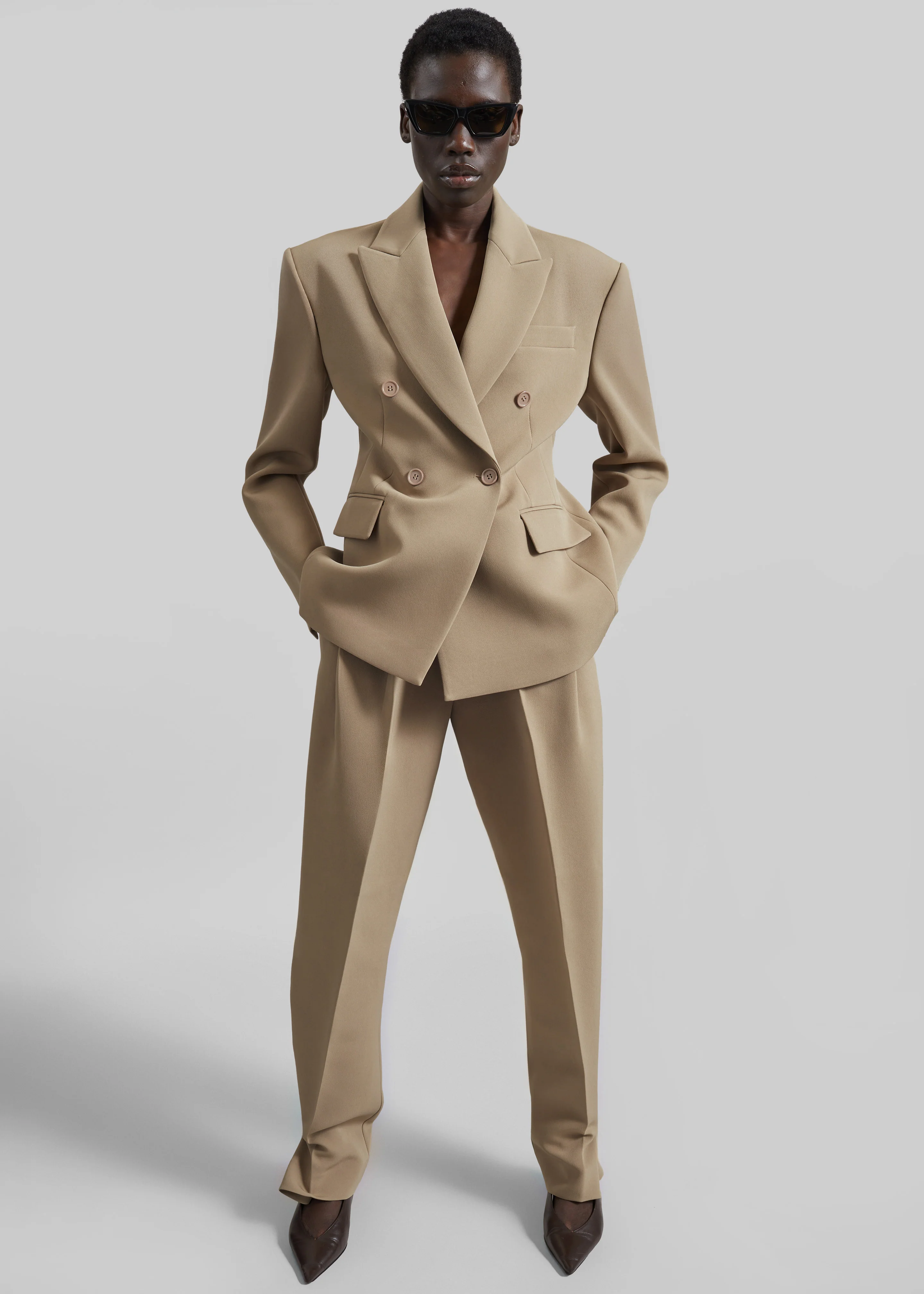 Doyer Pleated Trousers - Beige - Image 10