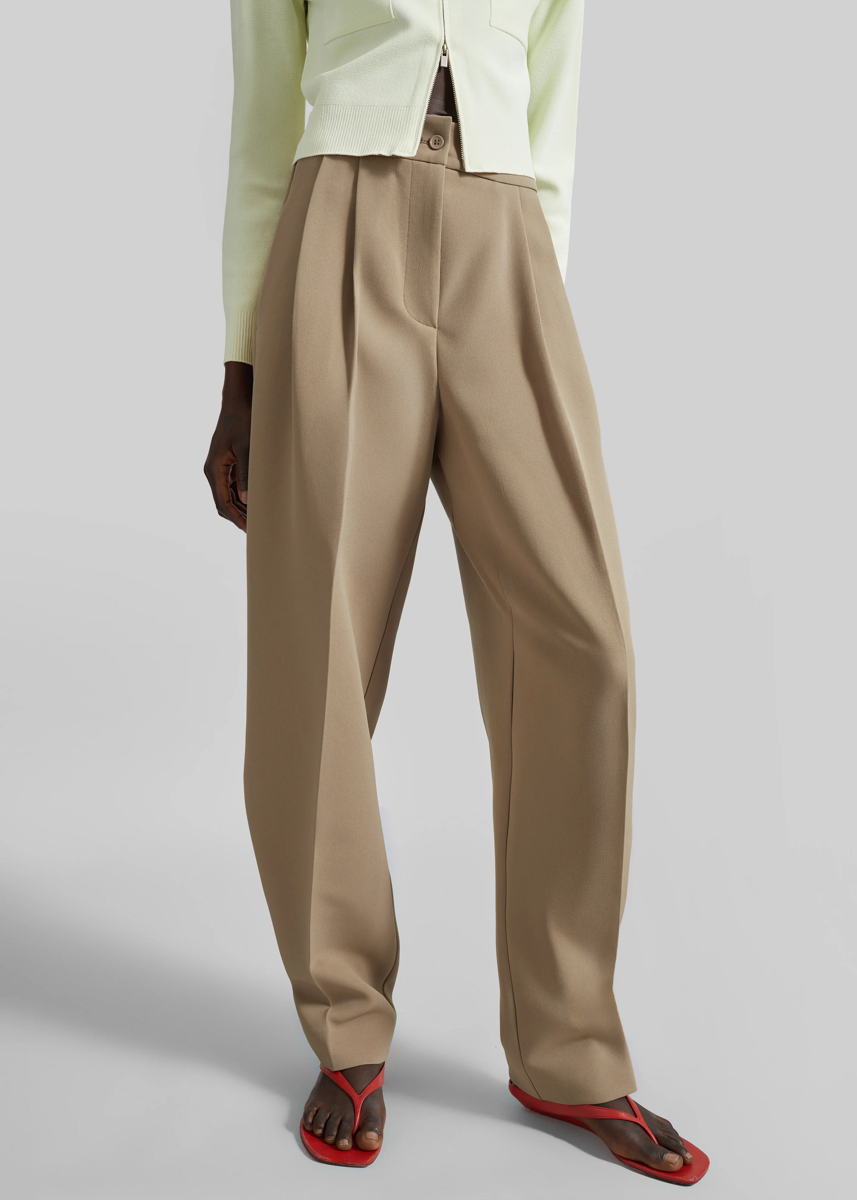 Doyer Pleated Trousers - Beige - Image 7