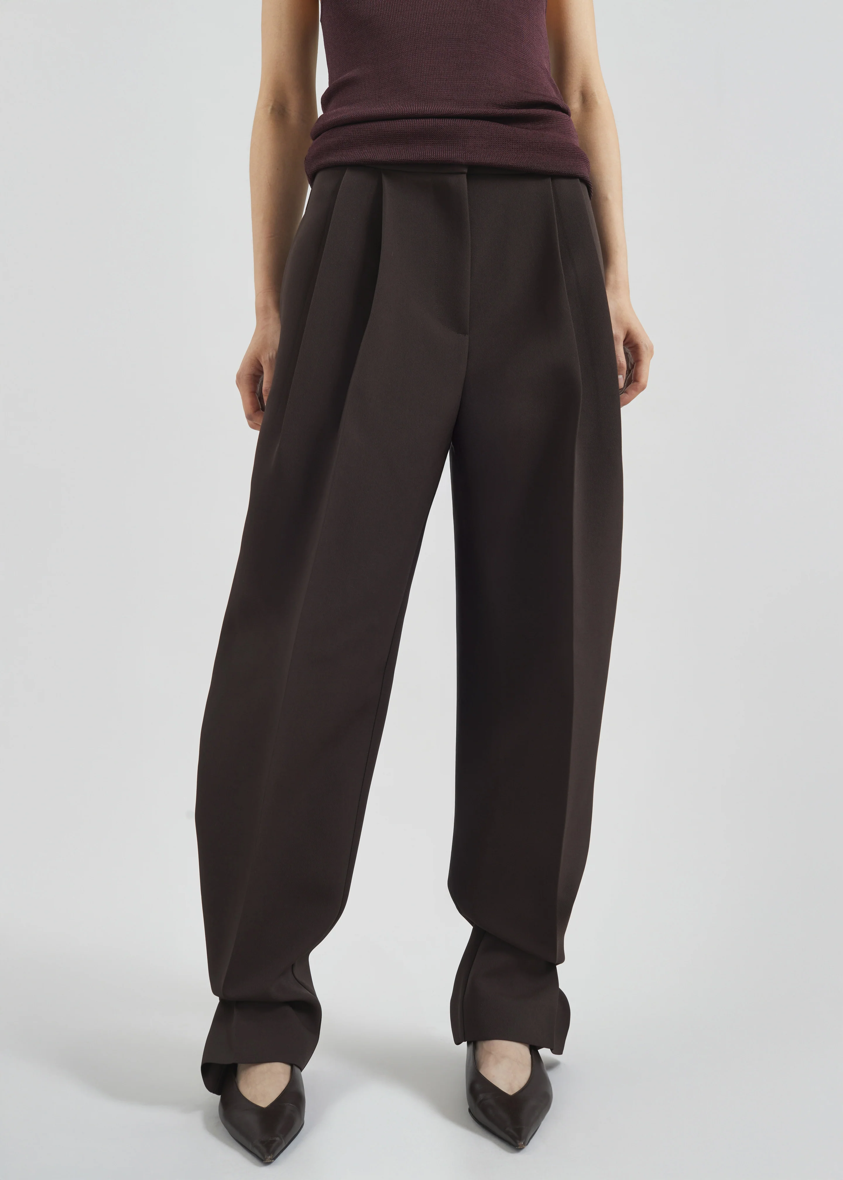 Doyer Pleated Trousers - Brown - Image 6