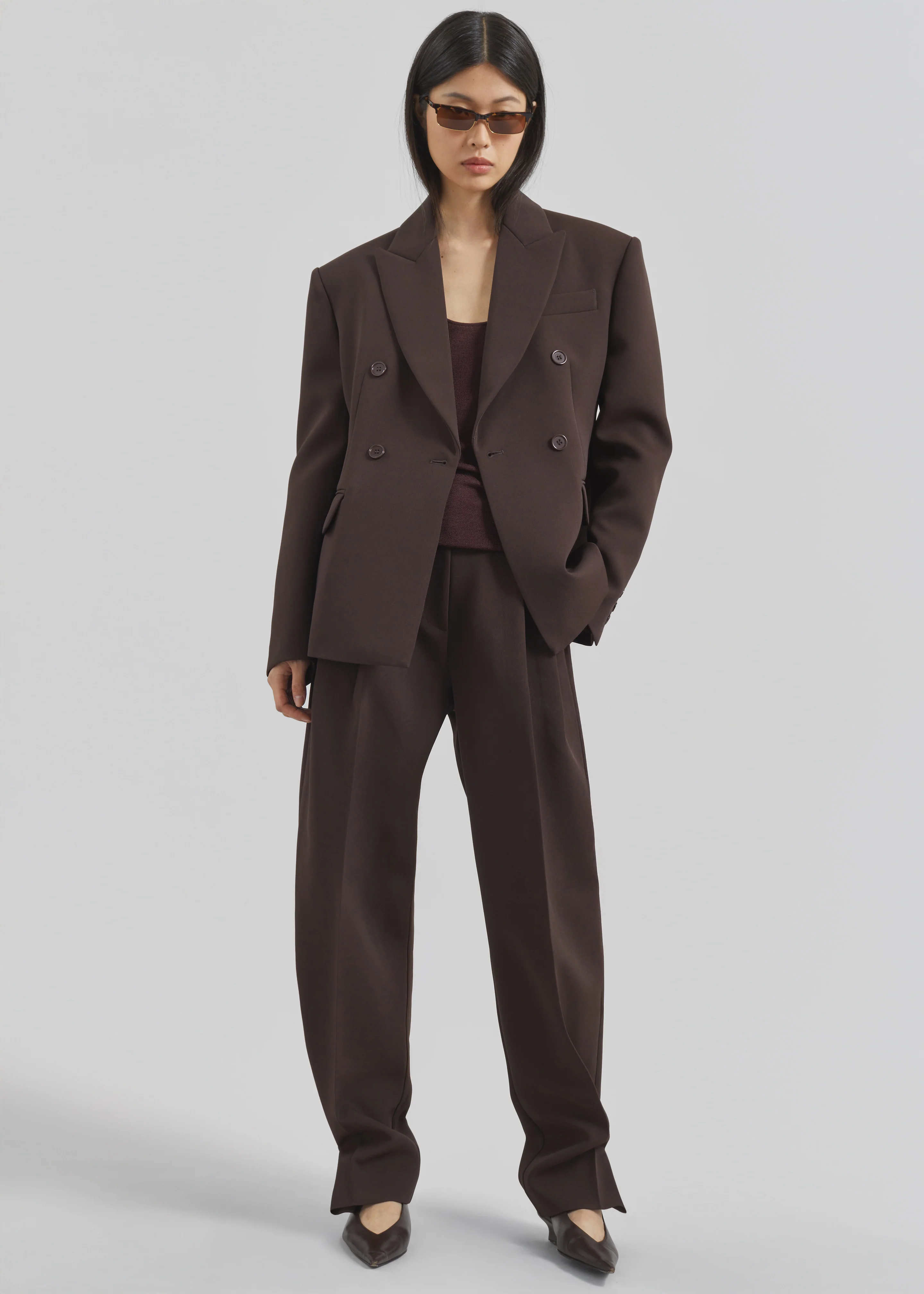 Doyer Pleated Trousers - Brown - Image 8