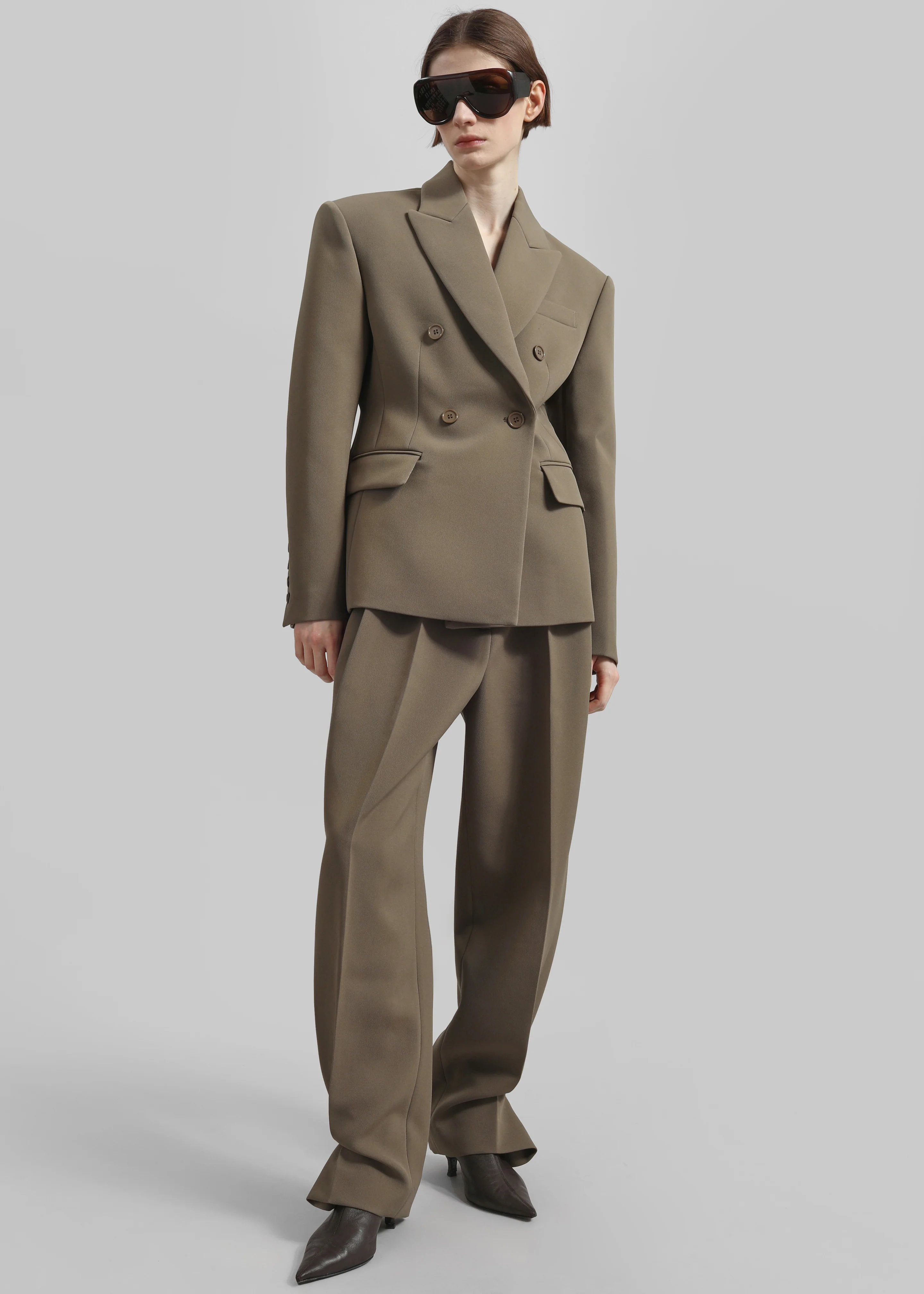 Doyer Pleated Trousers - Moss Green - Image 3