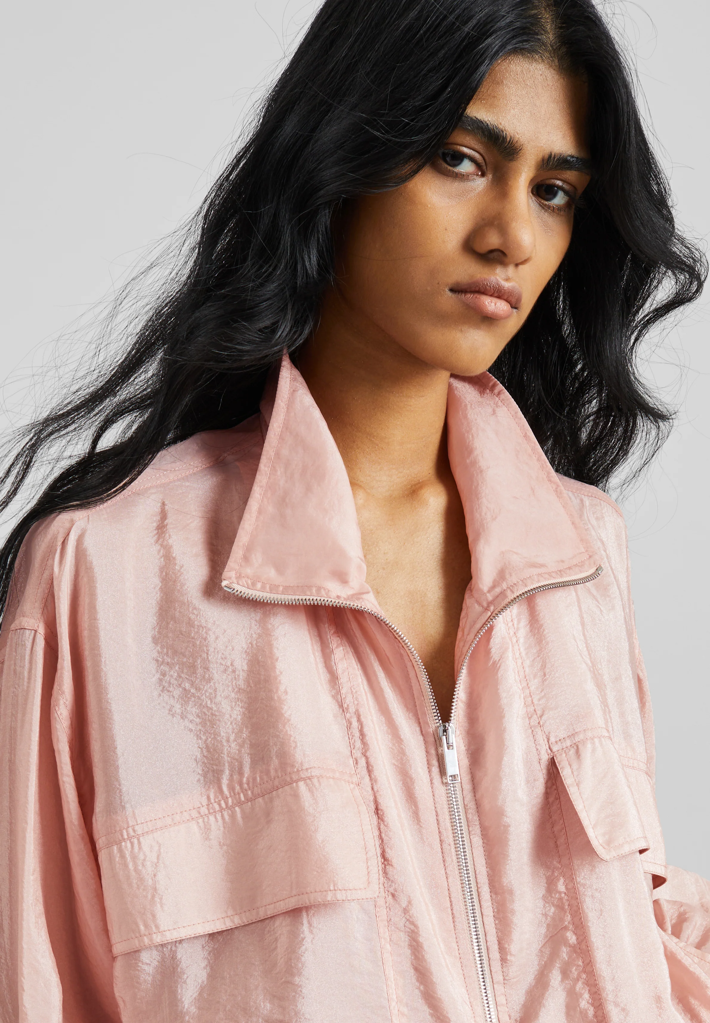 Drea Sheer Bomber Jacket - Faded Pink - Image 4
