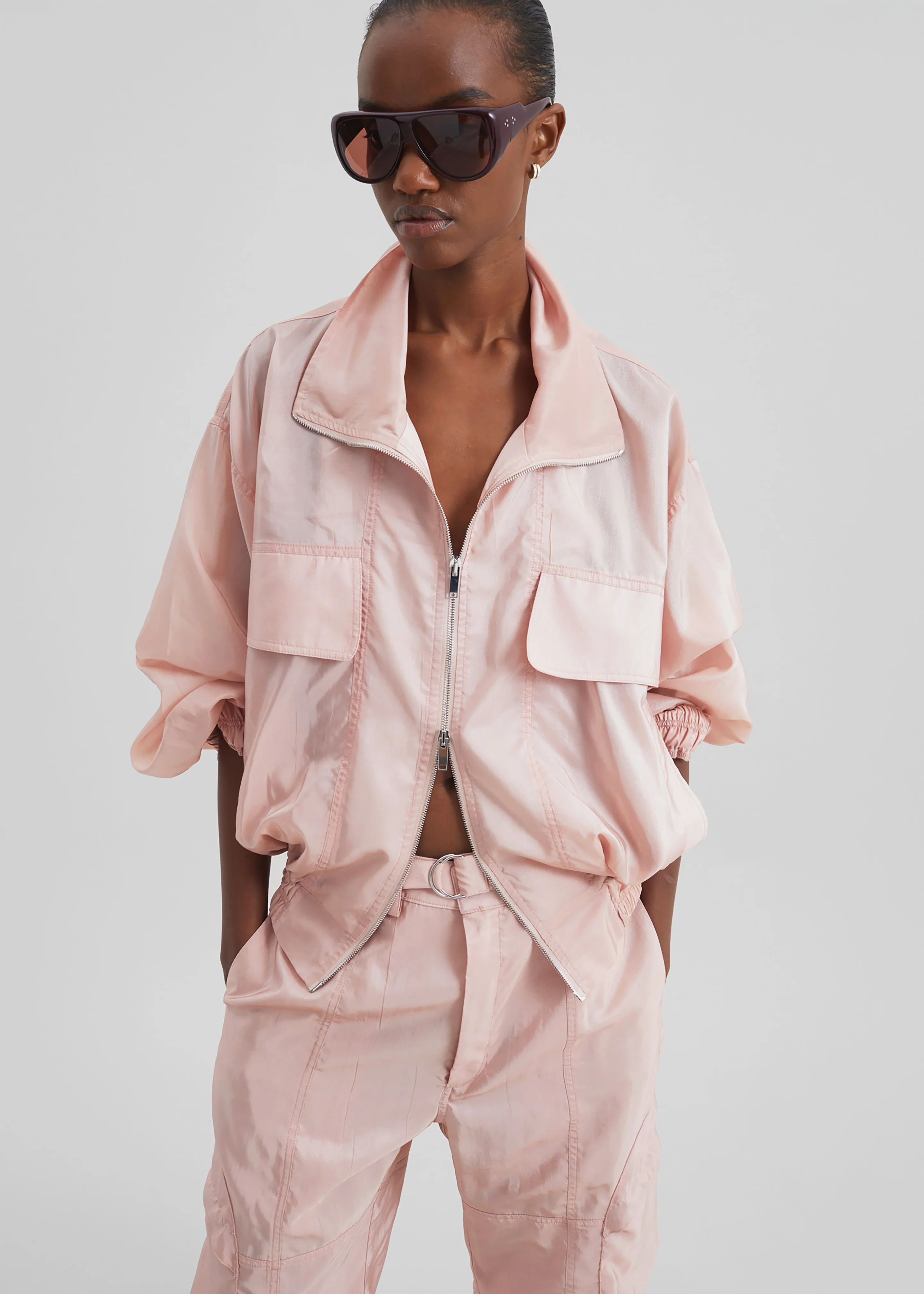 Drea Sheer Bomber Jacket - Faded Pink - Image 8