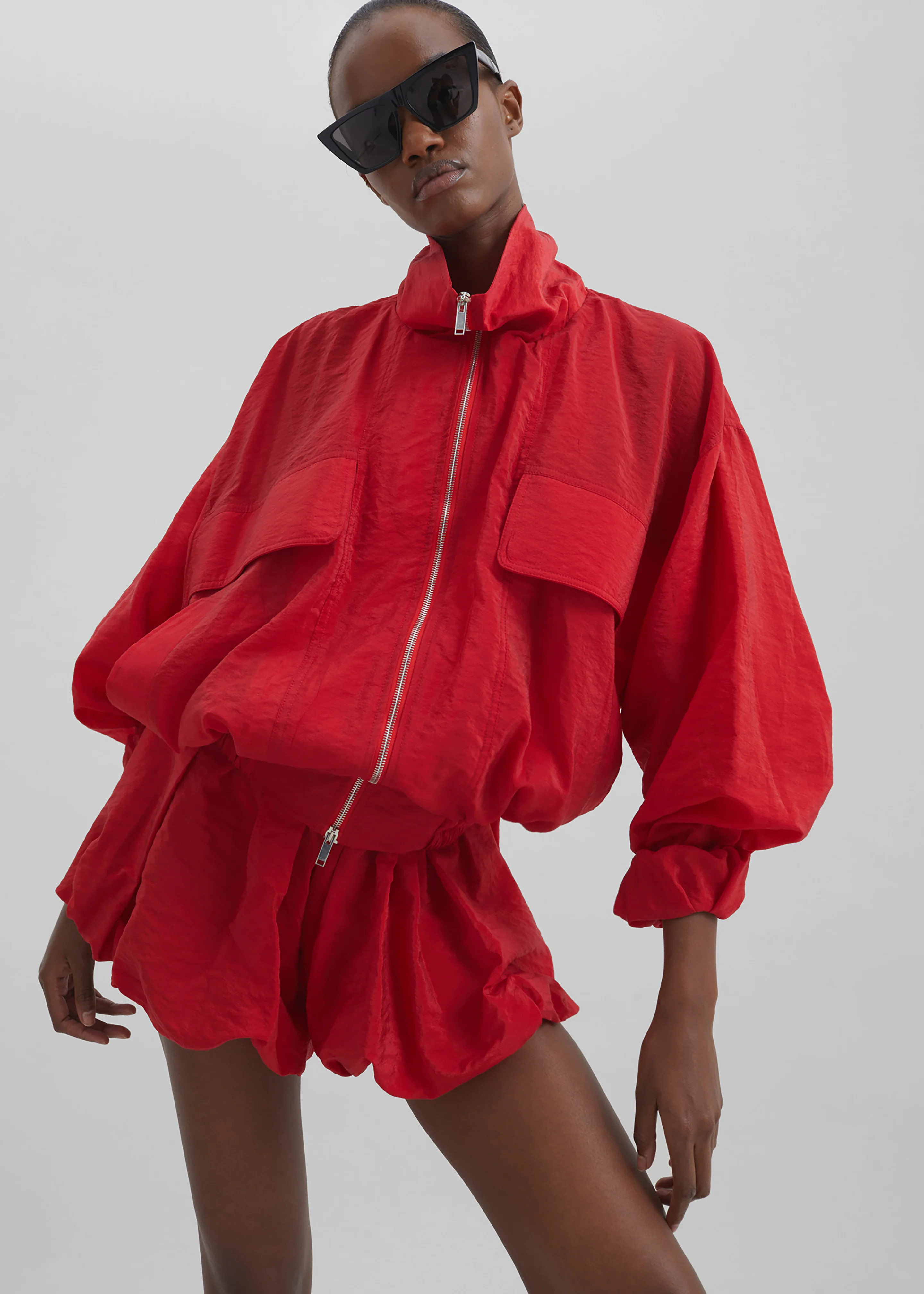 Drea Sheer Bomber Jacket - Red - Image 2
