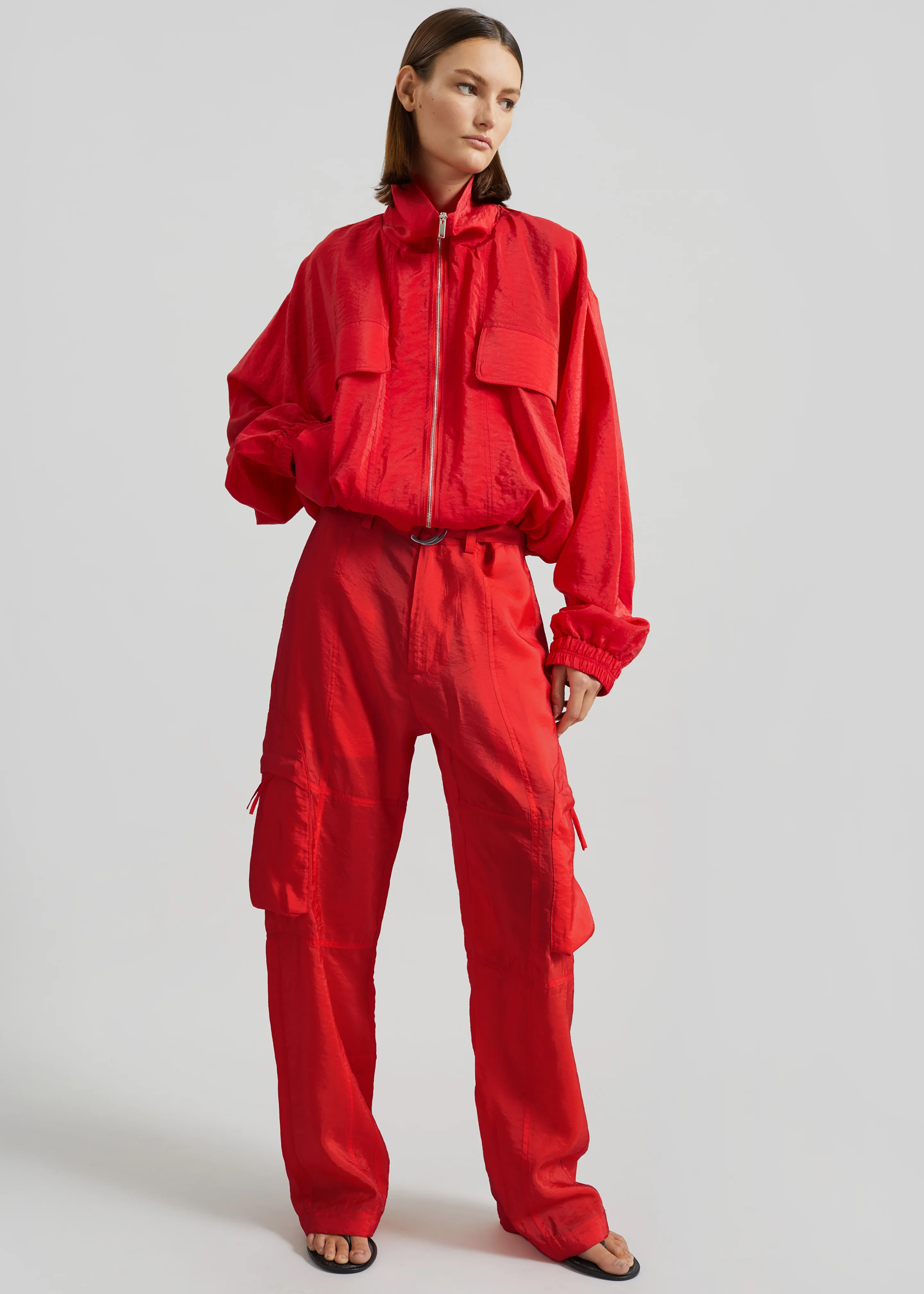 Drea Sheer Bomber Jacket - Red - Image 3