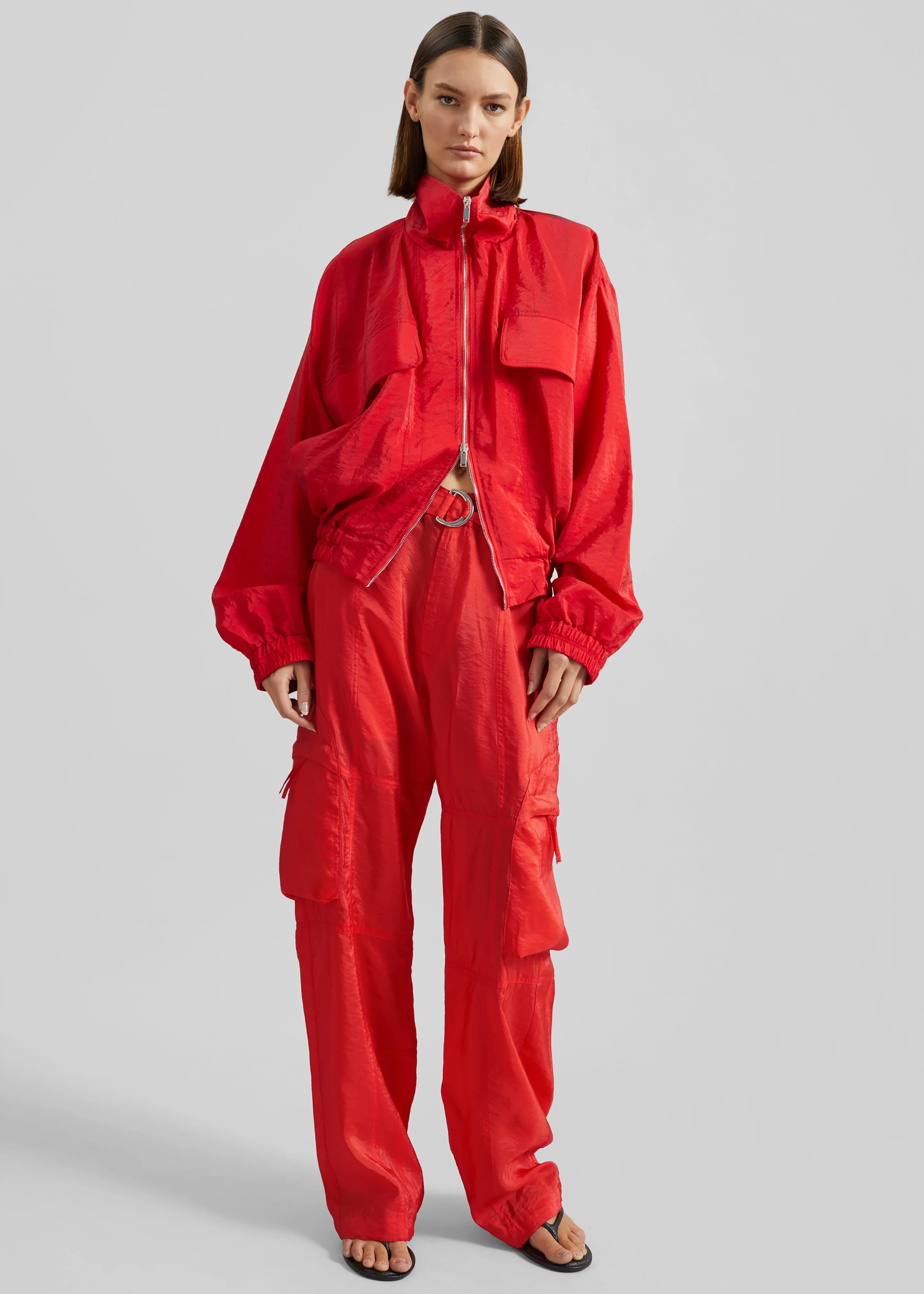 Drea Sheer Bomber Jacket - Red - Image 5