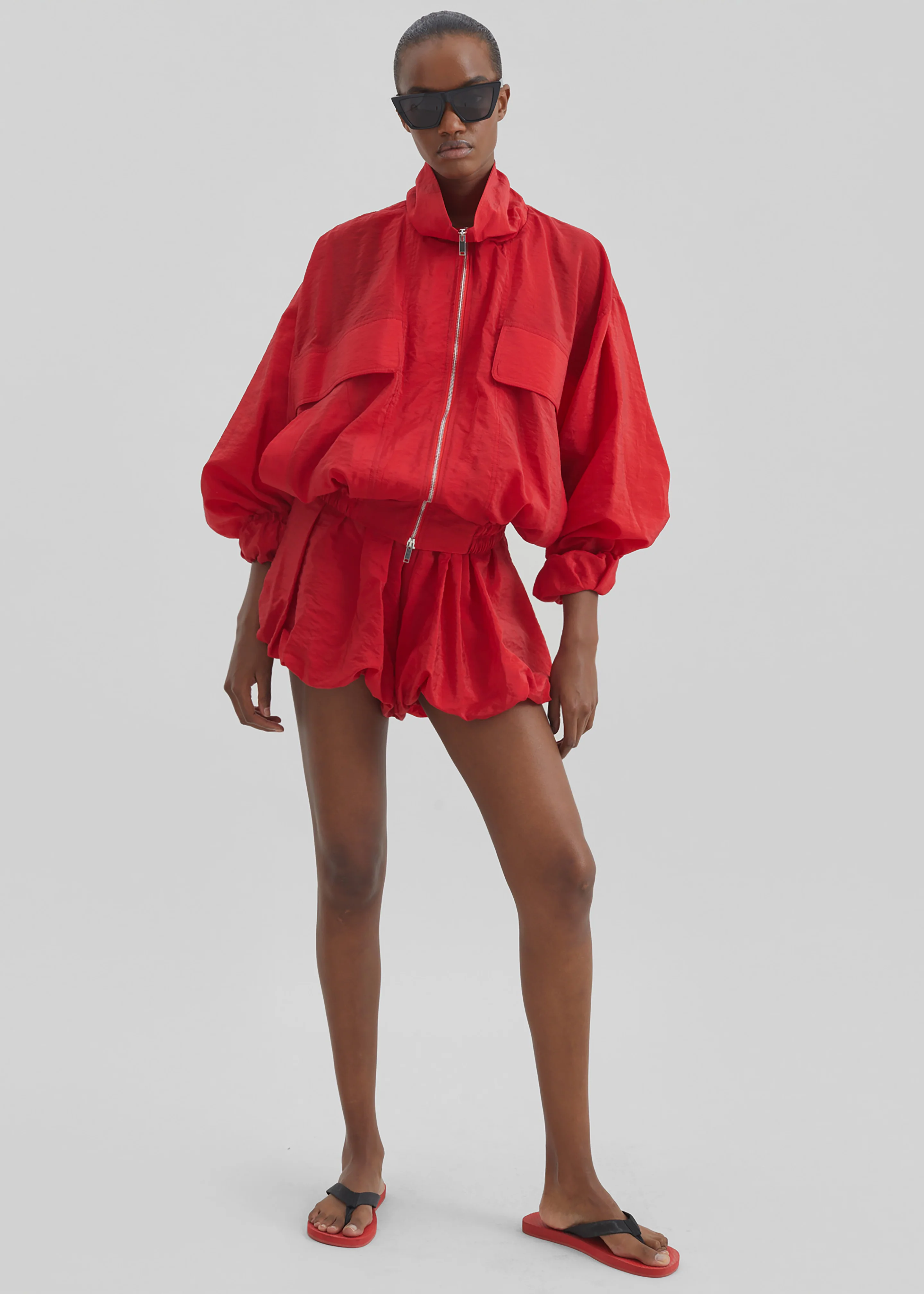 Drea Sheer Bomber Jacket - Red - Image 6