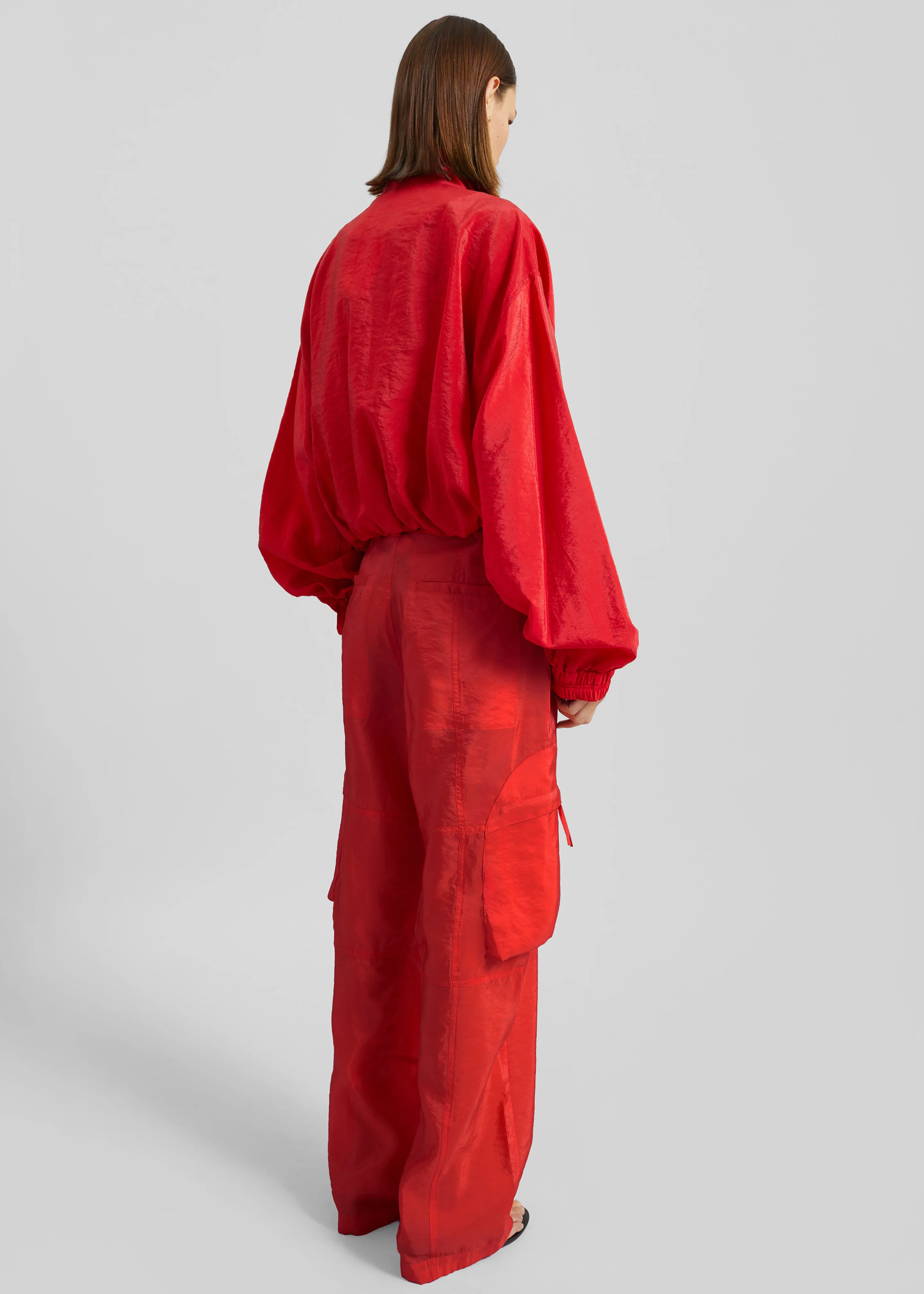 Drea Sheer Bomber Jacket - Red - Image 8