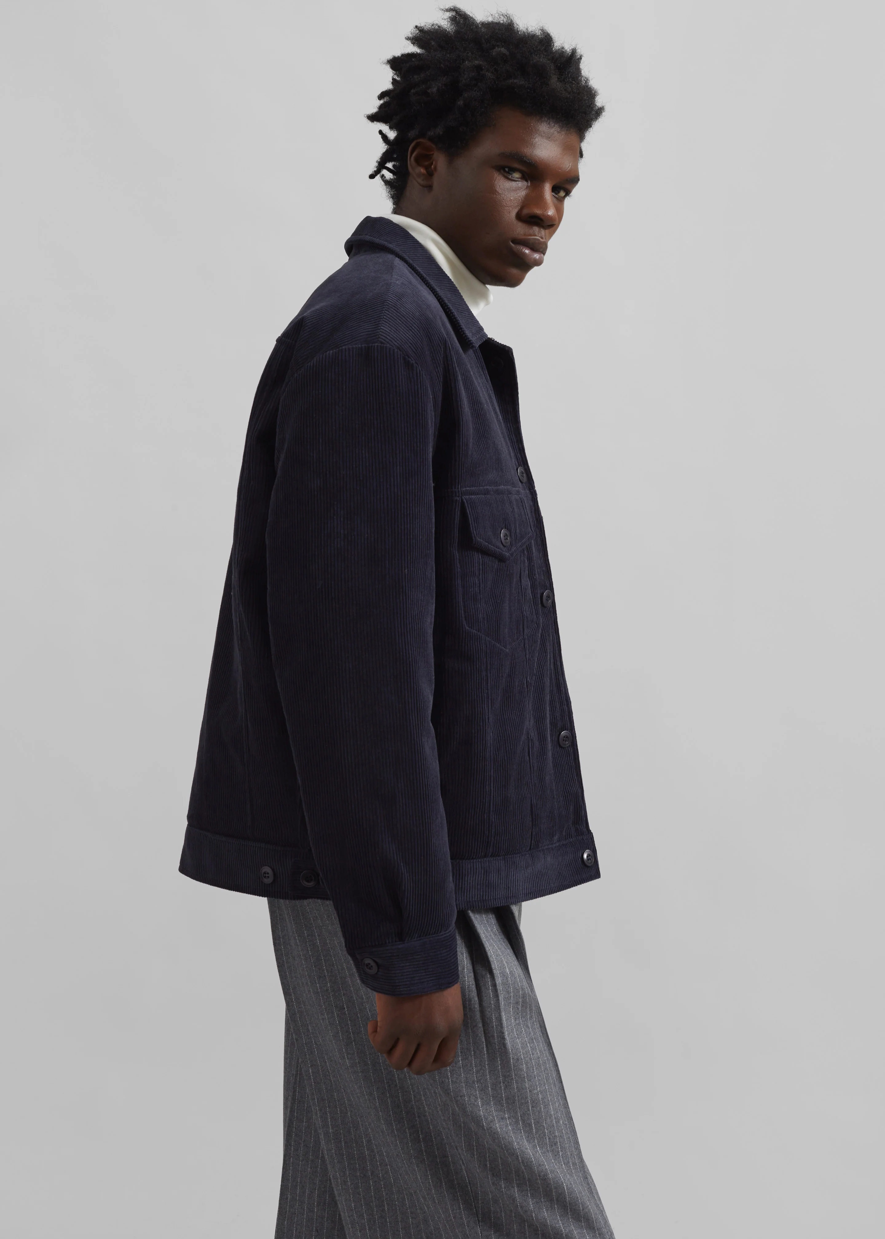 Dresden Quilted Corduroy Jacket - Navy - Image 4