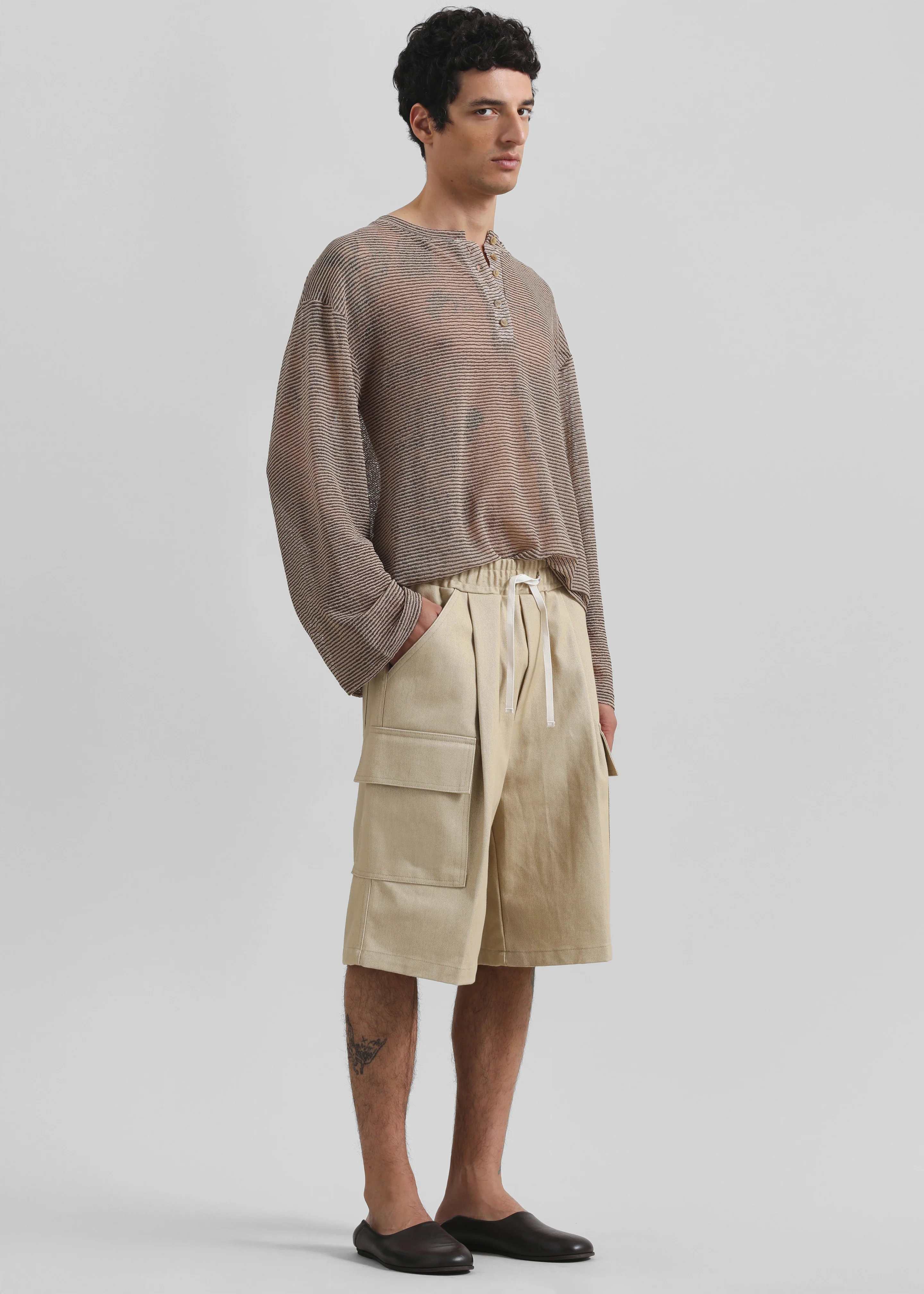 Dunwich Denim Bermuda Shorts - Beige - Image 5