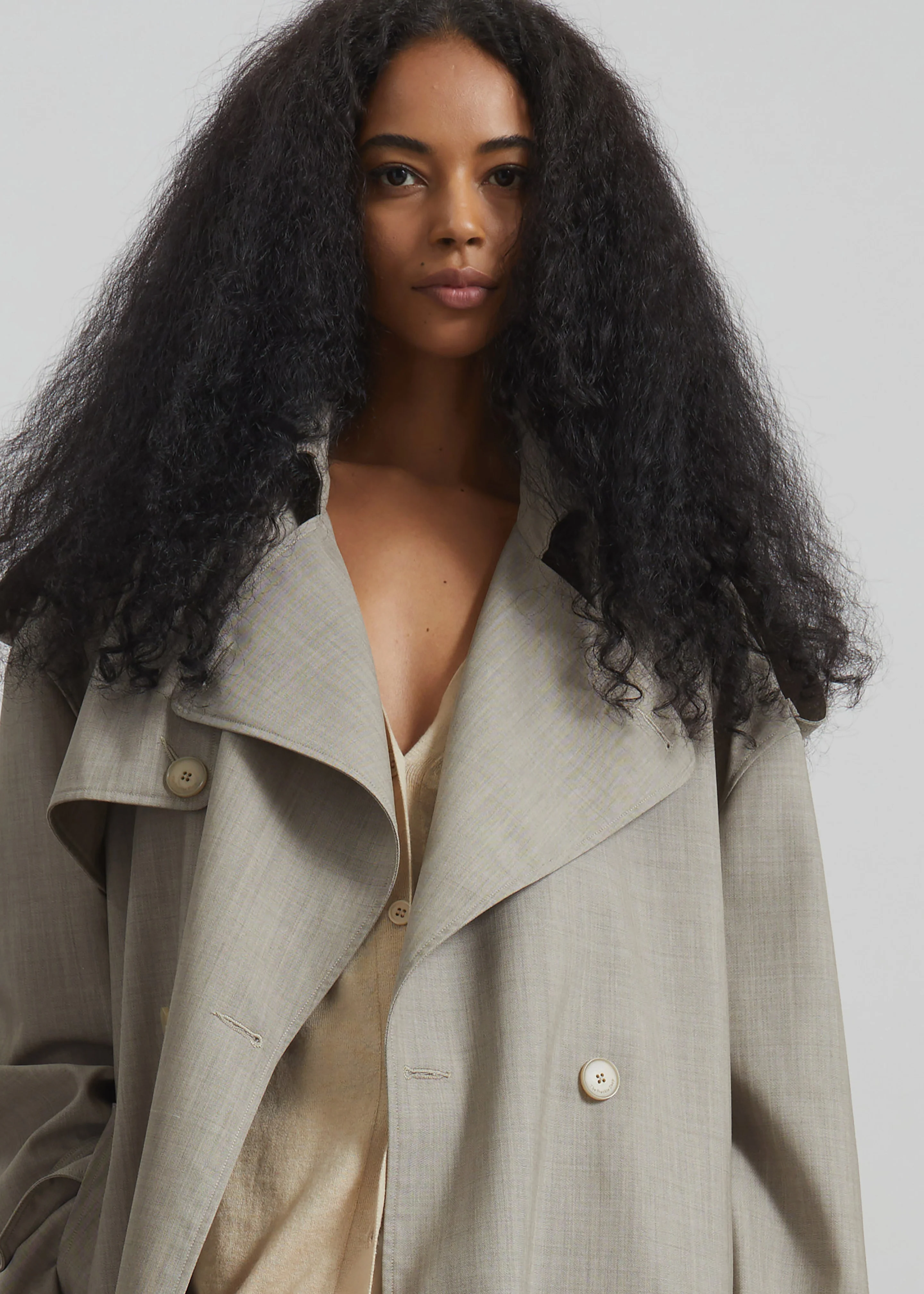 Dursley Oversized Trench Coat - Beige Melange - Image 6