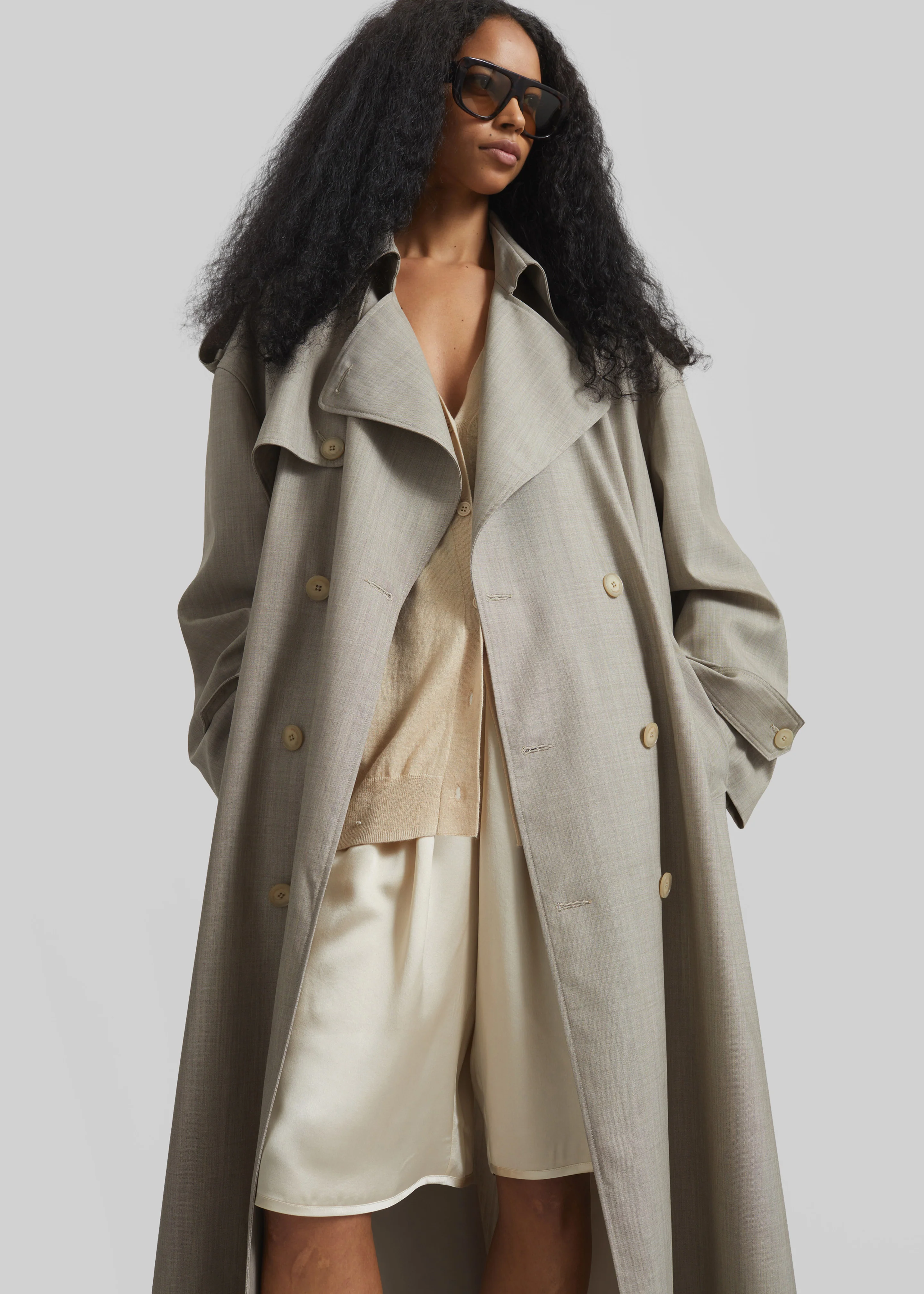 Dursley Oversized Trench Coat - Beige Melange - Image 8