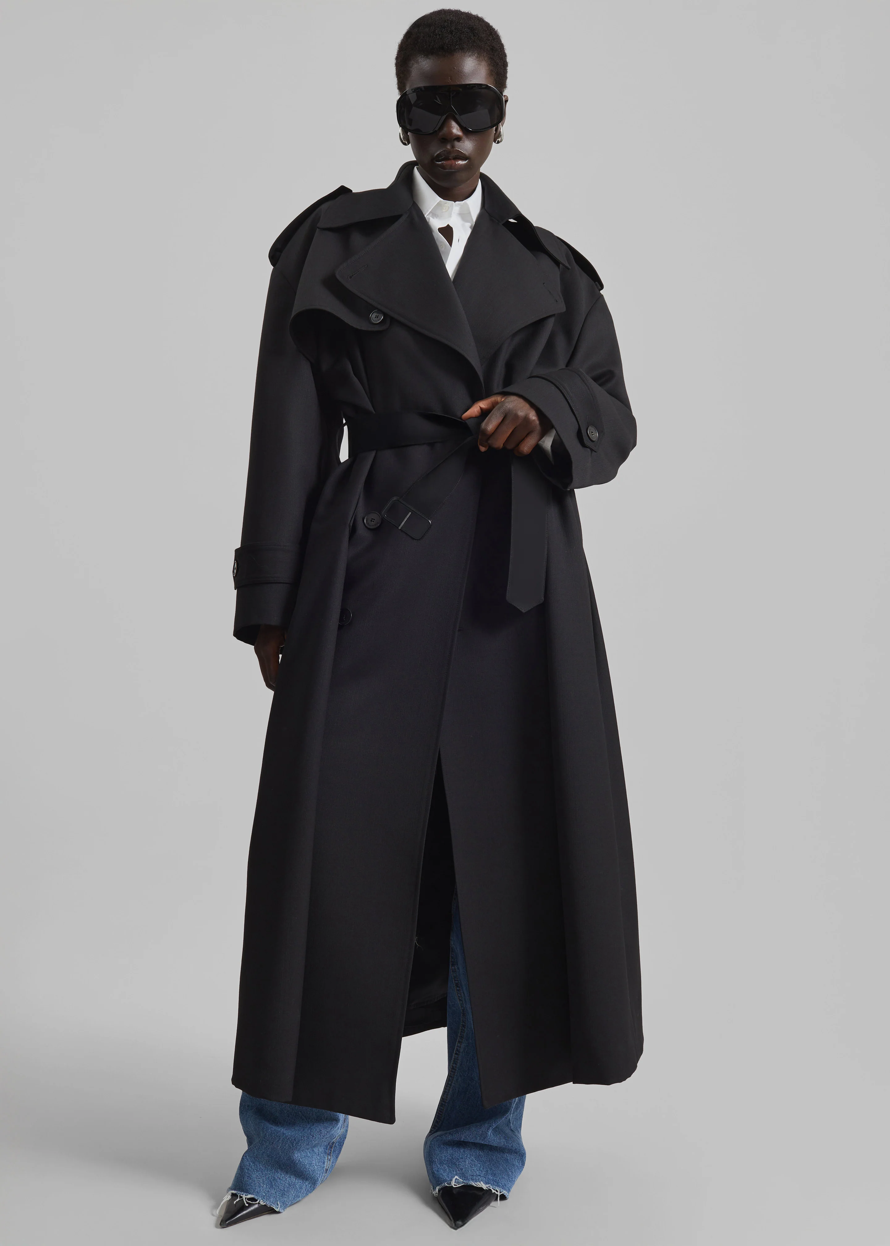 Dursley Tailored Trench Coat - Black - Image 5