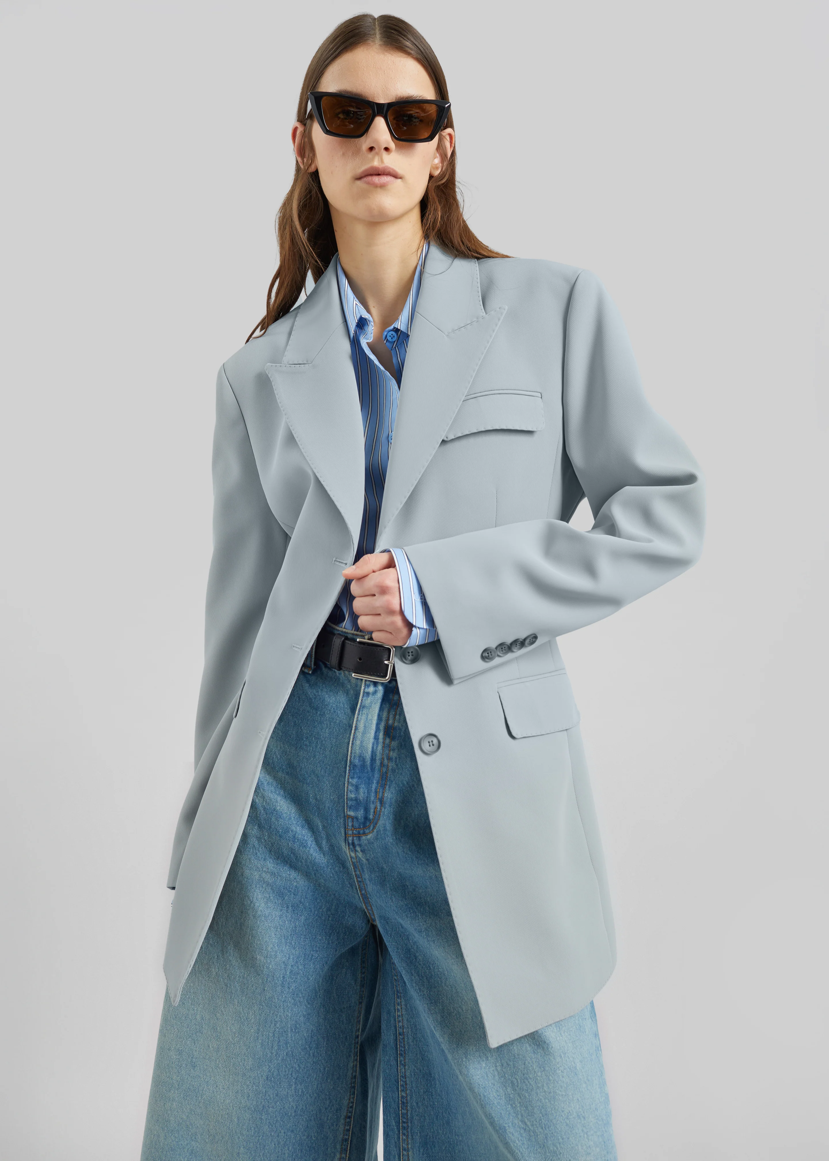 Duved Cinched Blazer - Slate Grey - Image 4