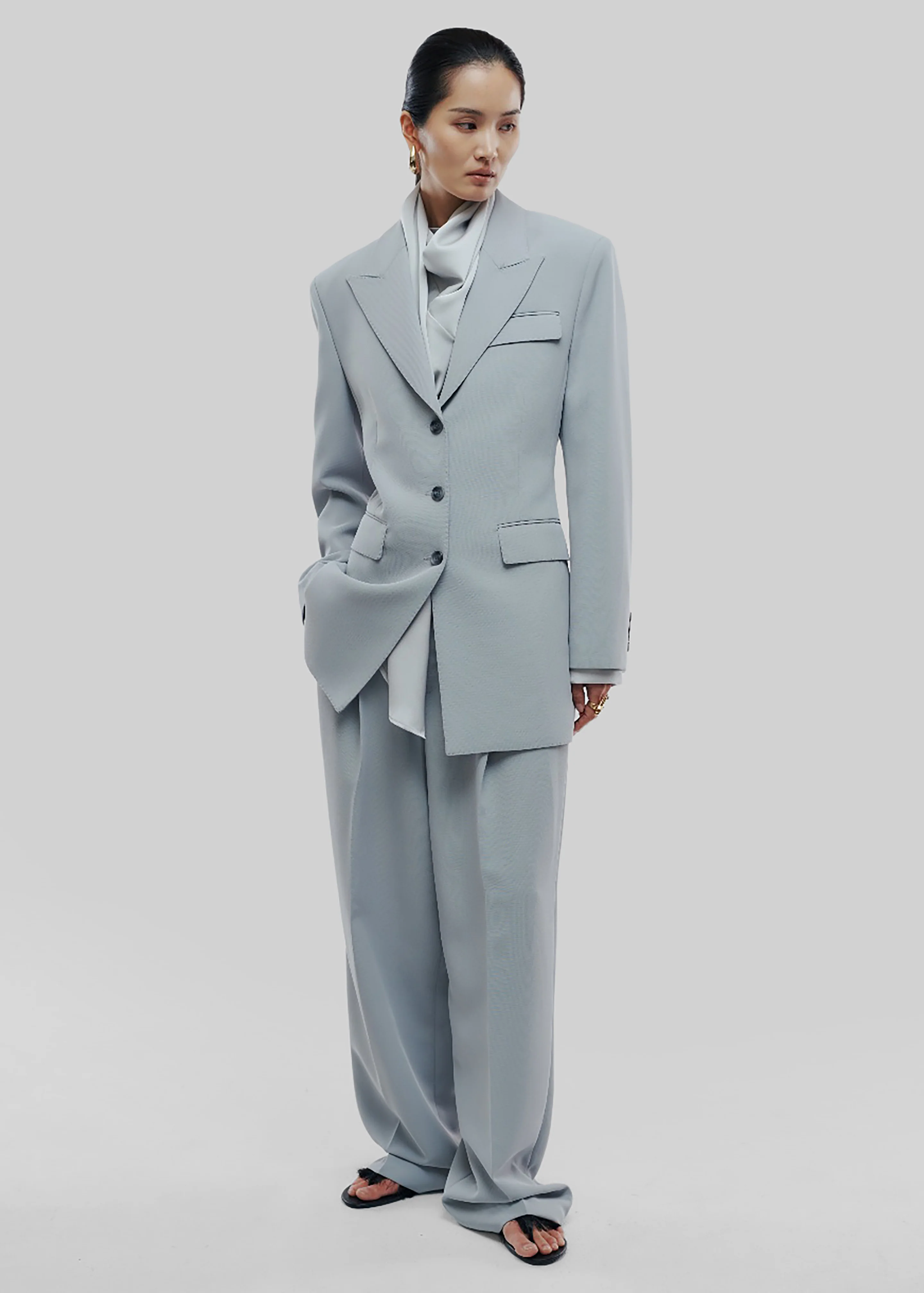 Duved Pleated Trousers - Slate Grey - Image 3