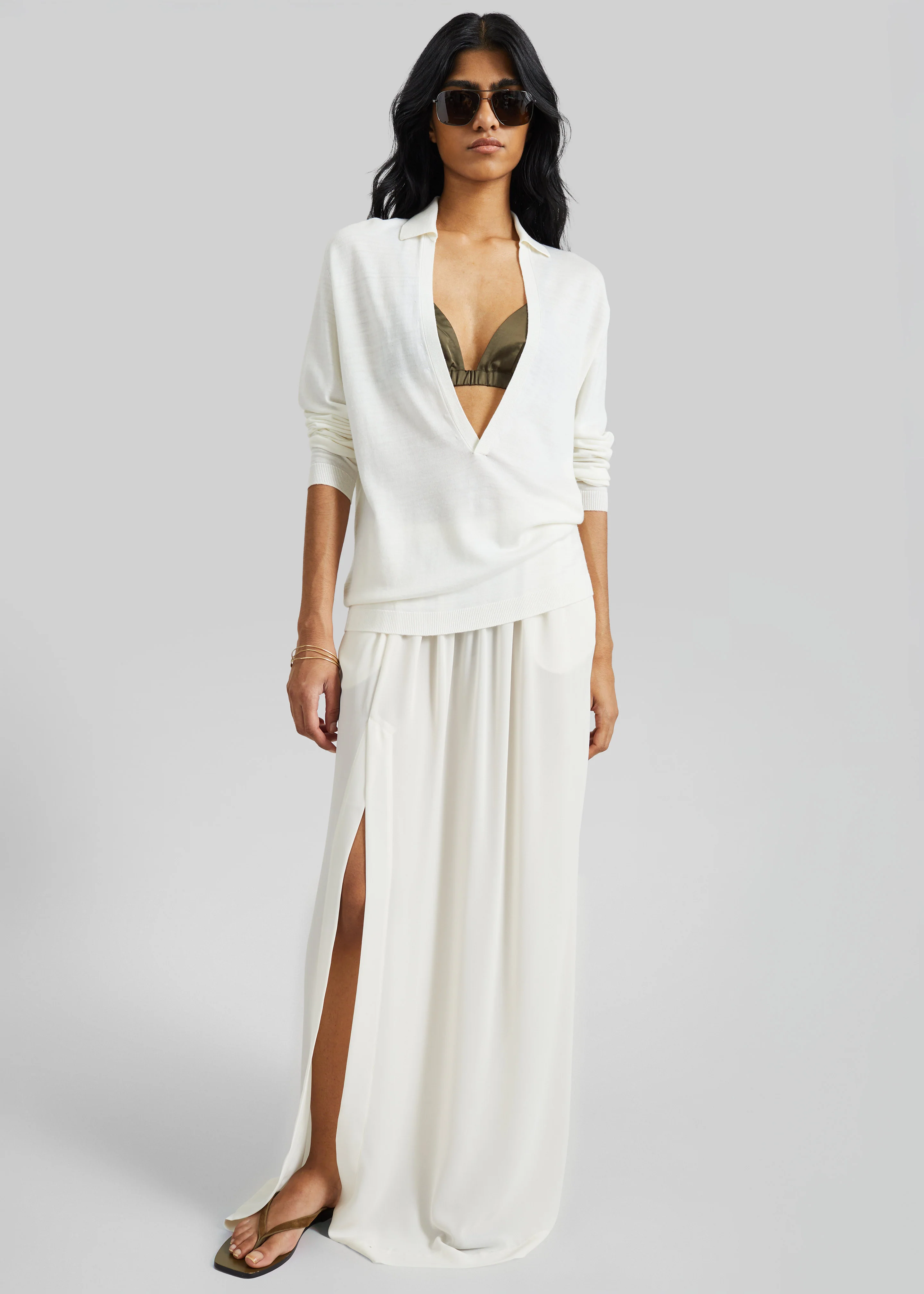 Elie Silk Fluid Maxi Skirt - Ivory