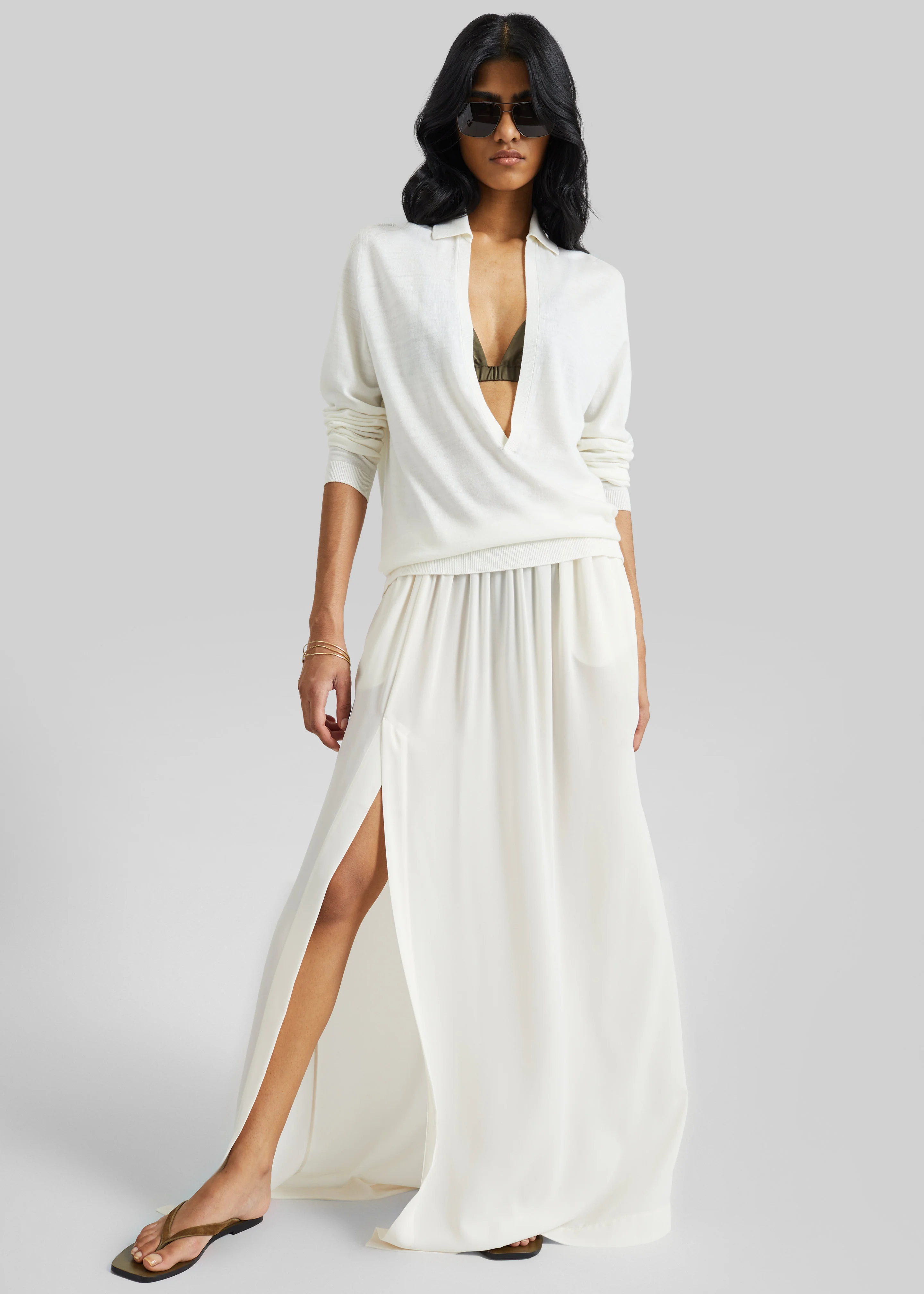 Elie Silk Fluid Maxi Skirt - Ivory - Image 3