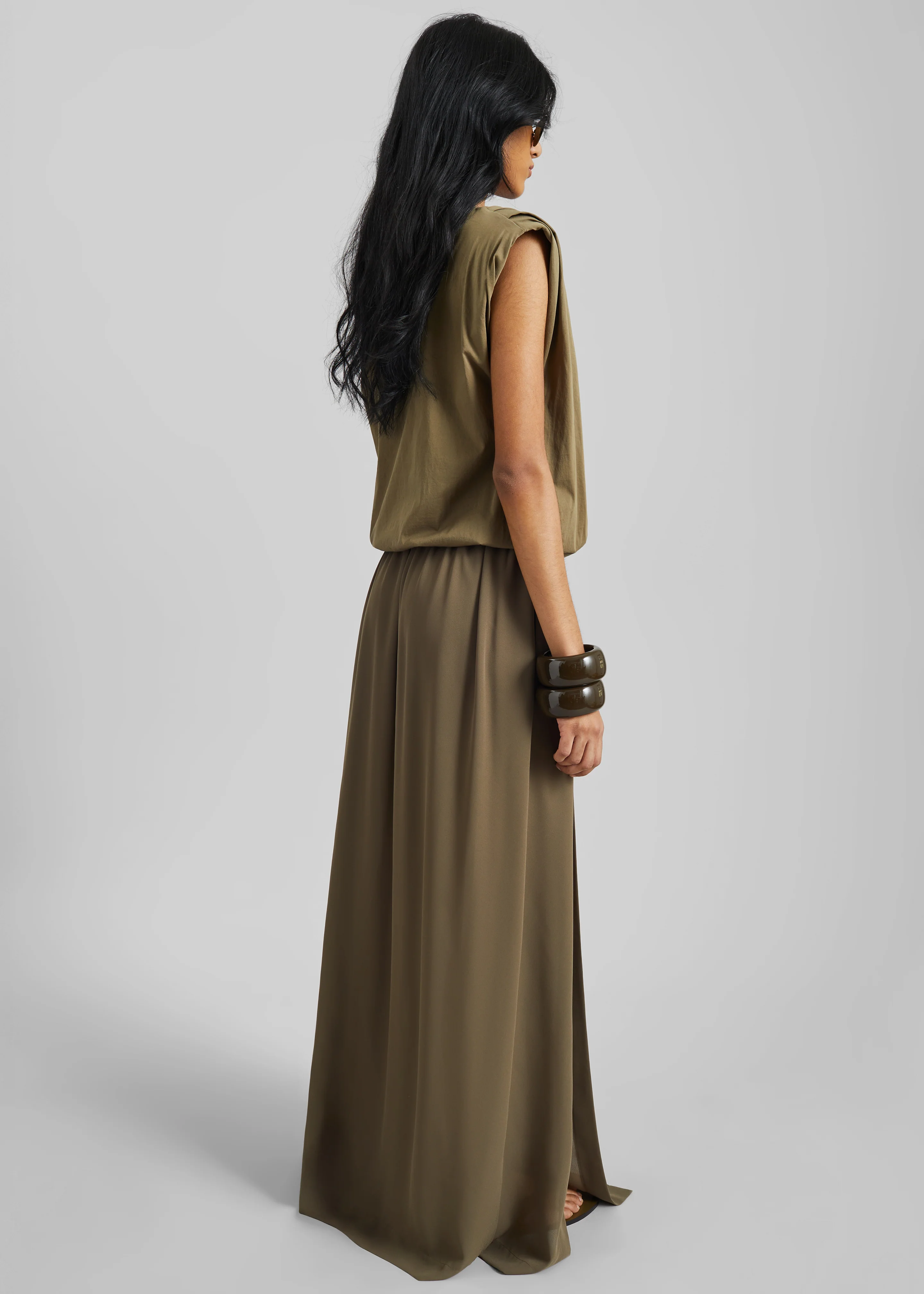 Elie Silk Fluid Maxi Skirt - Olive - Image 6