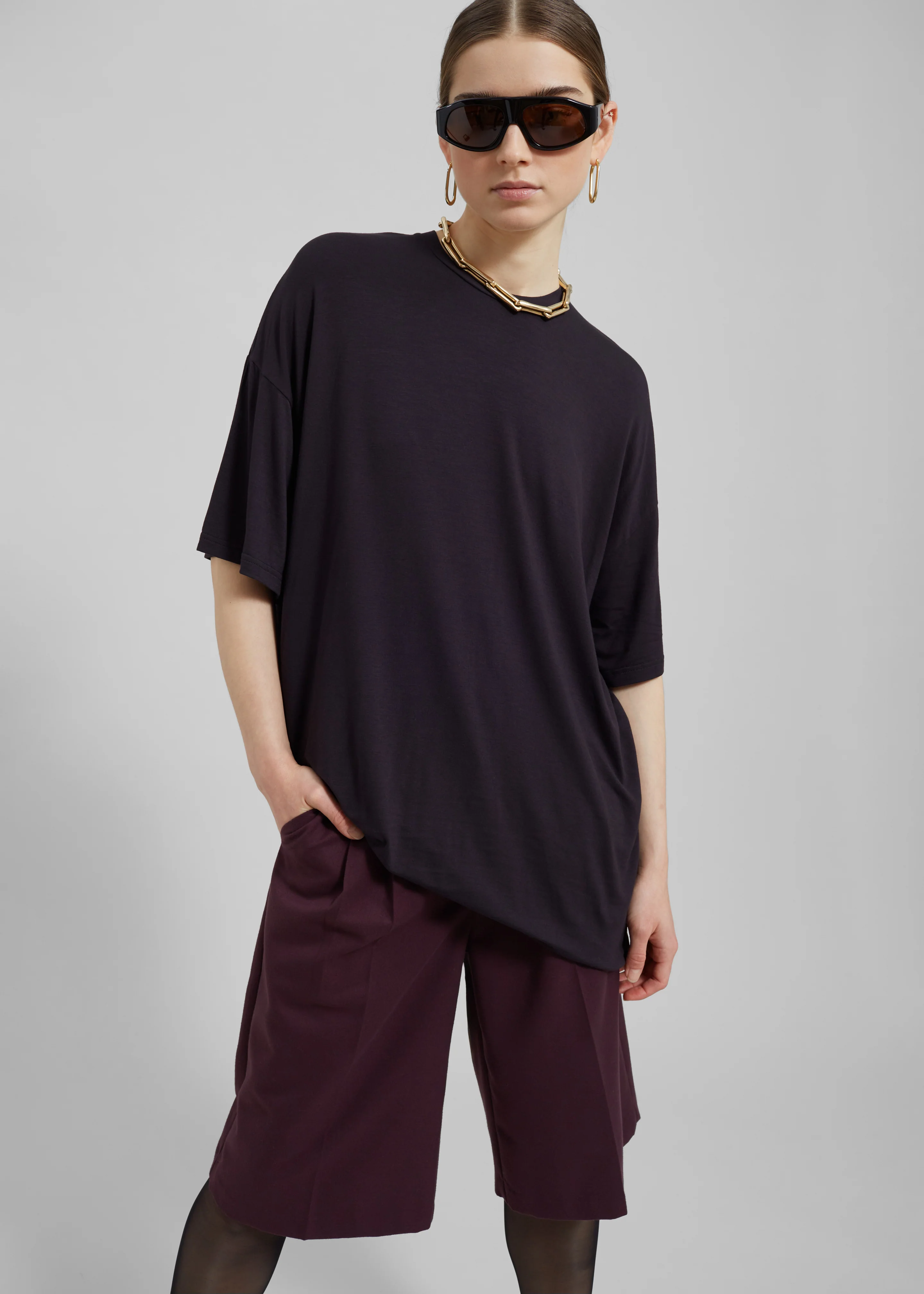 Ella Boxy Tee - Dark Plum - Image 3